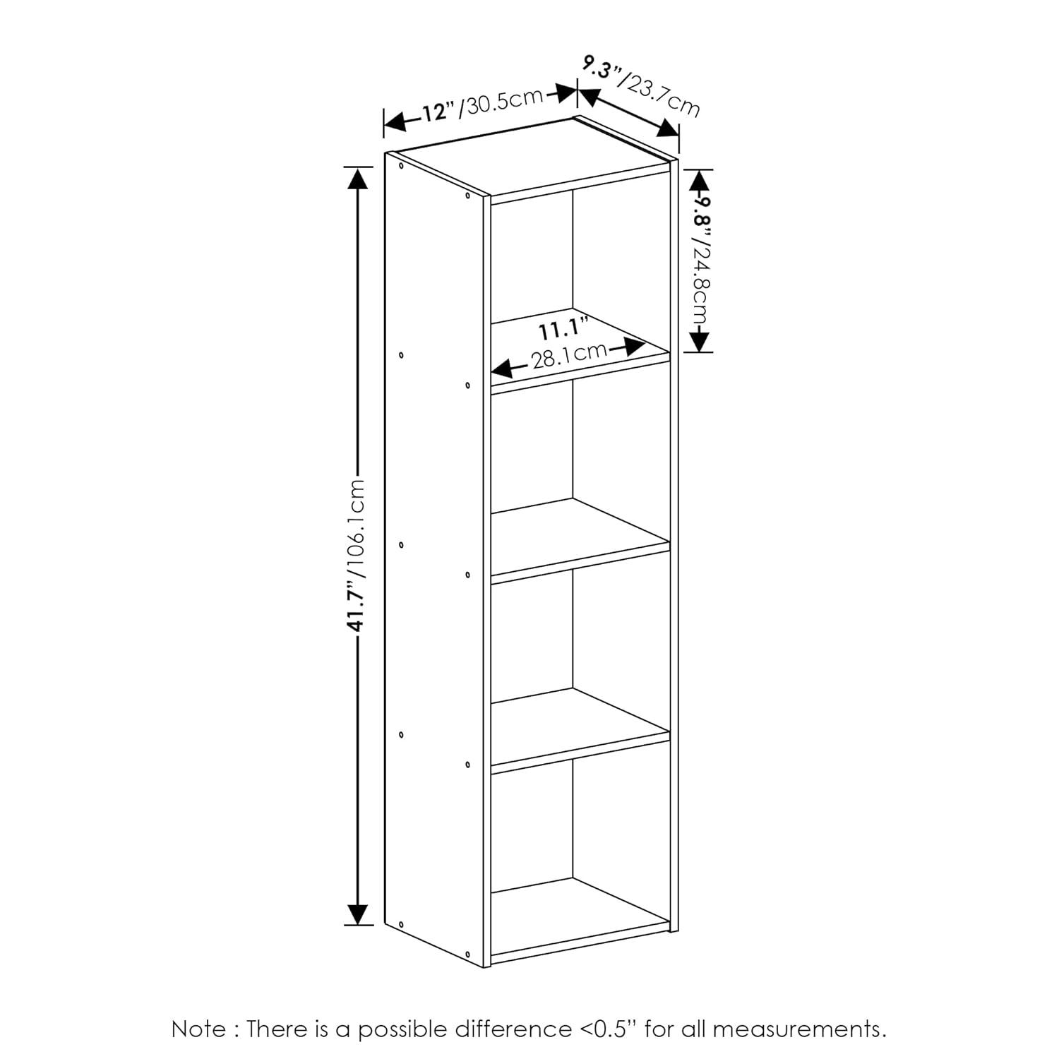 Furinno Pasir 4-Tier Open Shelf Bookcase, White