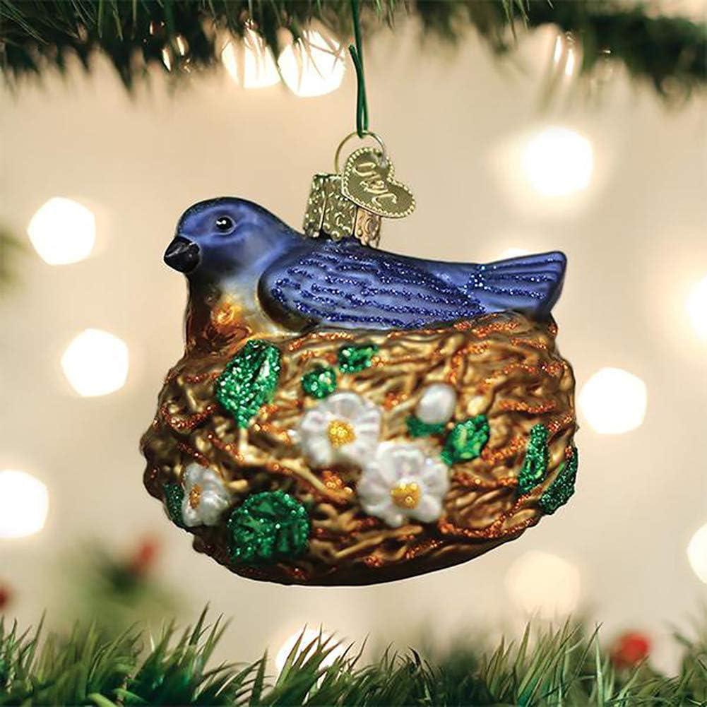 Handcrafted Glass Bird in Nest Christmas Tree Topper