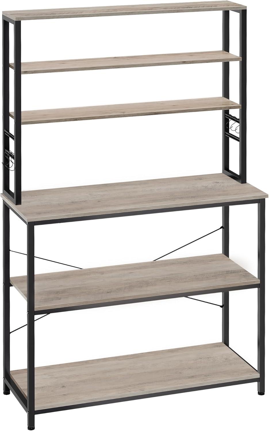 Greige and Black 6-Tier Adjustable Kitchen Baker's Rack