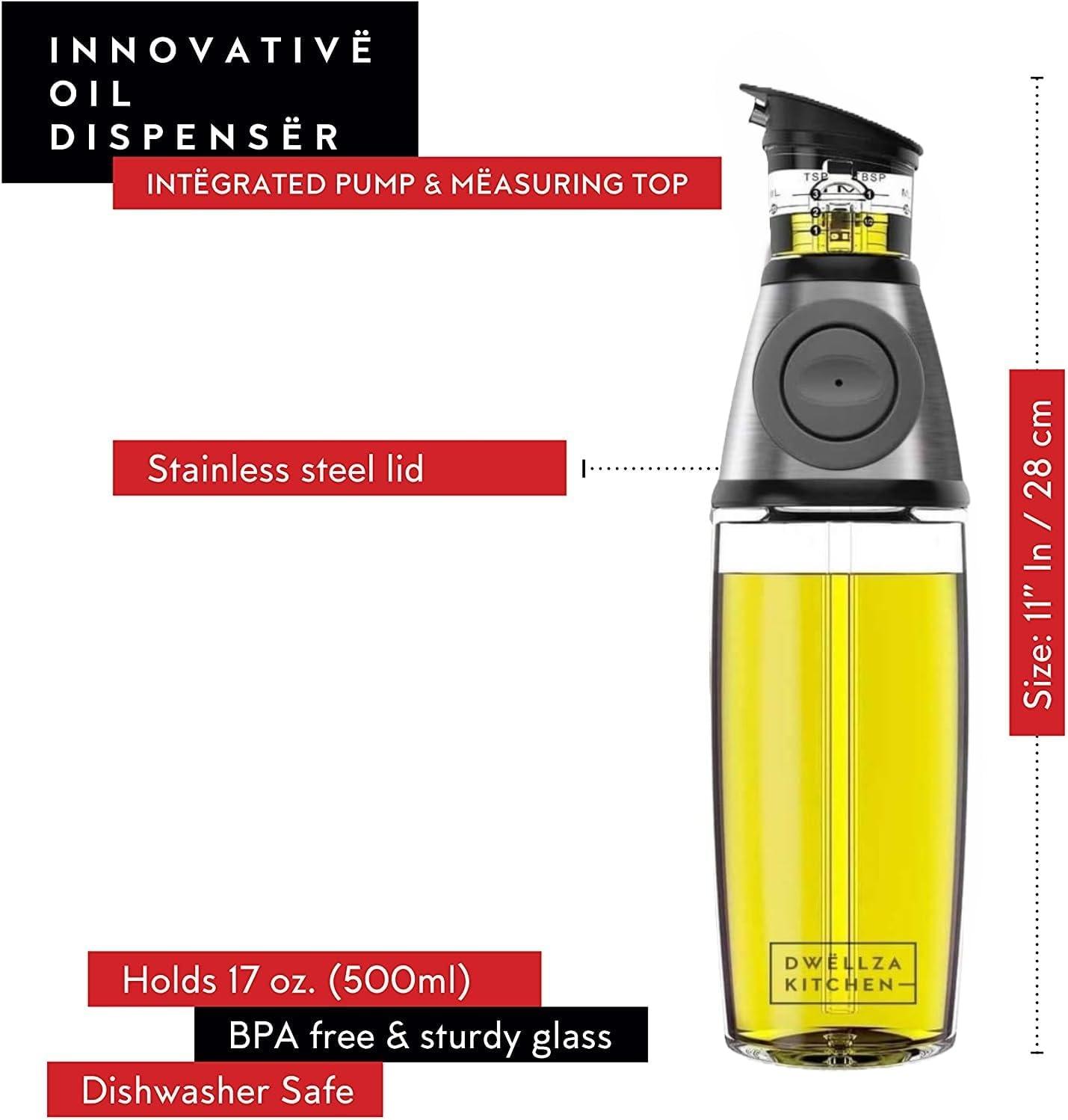 Dwellza Kitchen Cooking Olive Oil Dispenser Bottles For Kitchen With Drain And Measurements