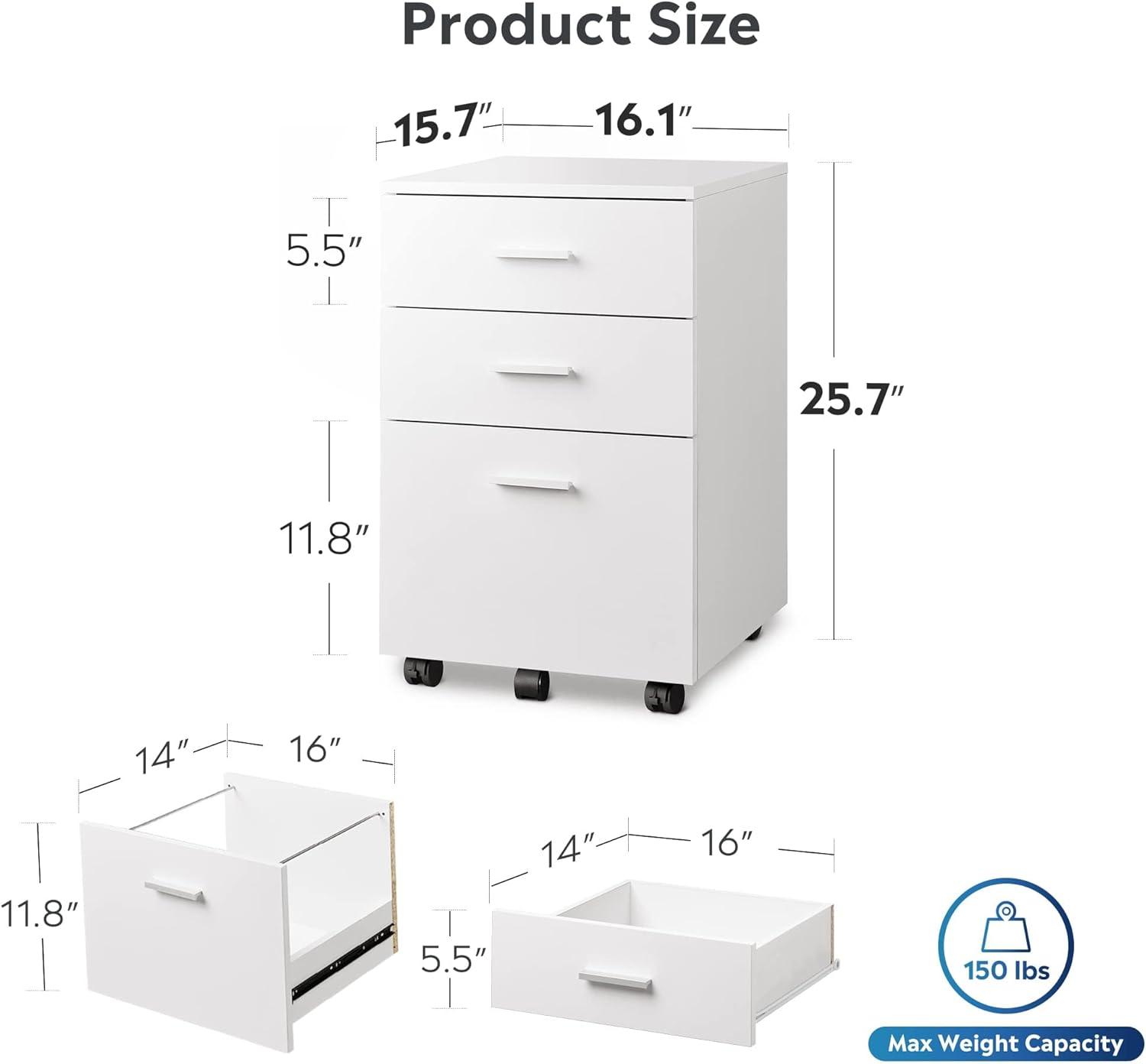 Kopelan 3-Drawer Mobile Vertical Filing Cabinet