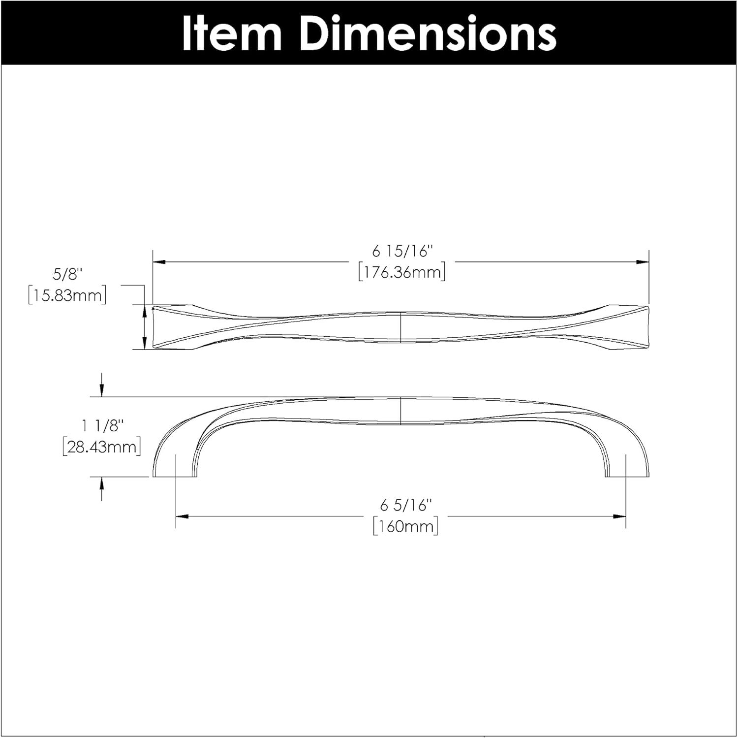 Twist Kitchen Cabinet Handles, Solid Core Drawer Pulls for Cabinet Doors