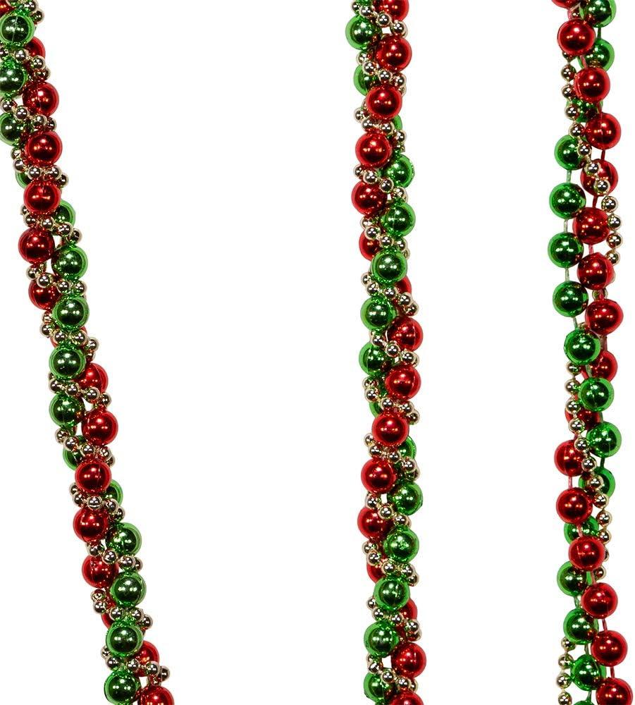 Kurt S. Adler 9-Foot Red, Green and Gold Bead Twisted Garland