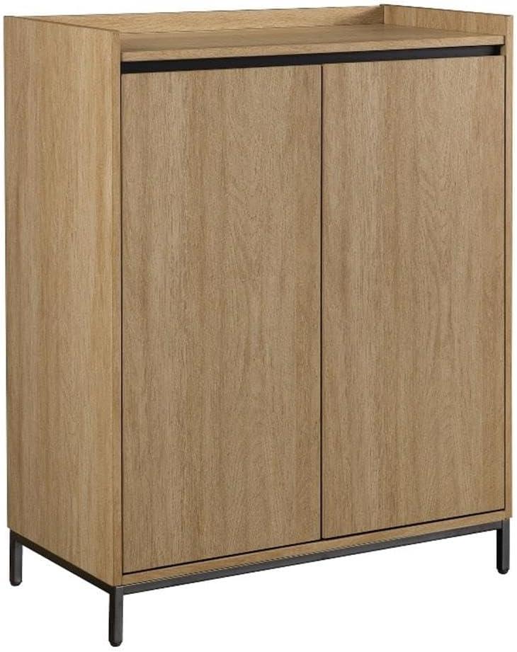 Contemporary 2-Door Wood Accent Cabinet with Framed Top - Oak / Black