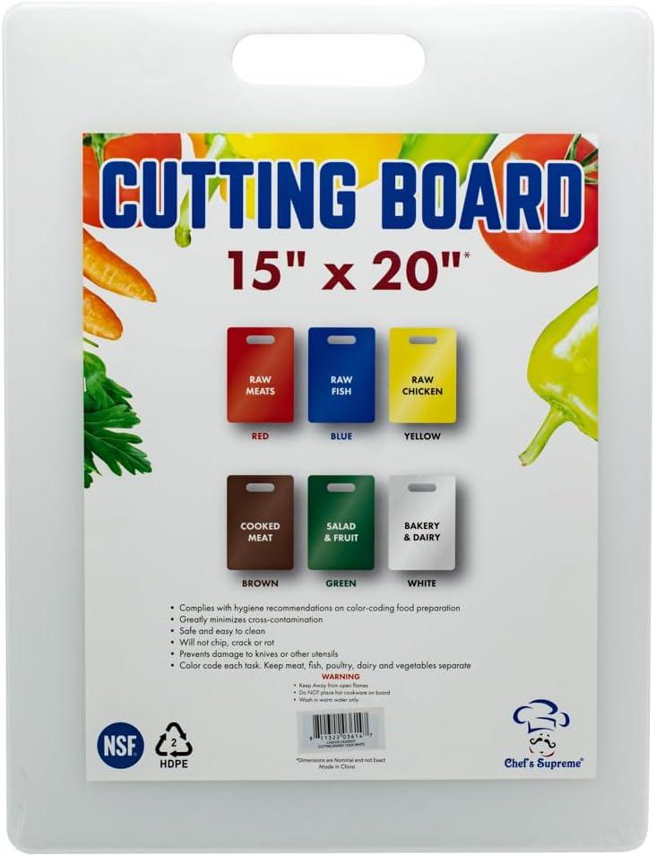 15" x 20"  White Plastic Cutting Board w/ Handle, Each