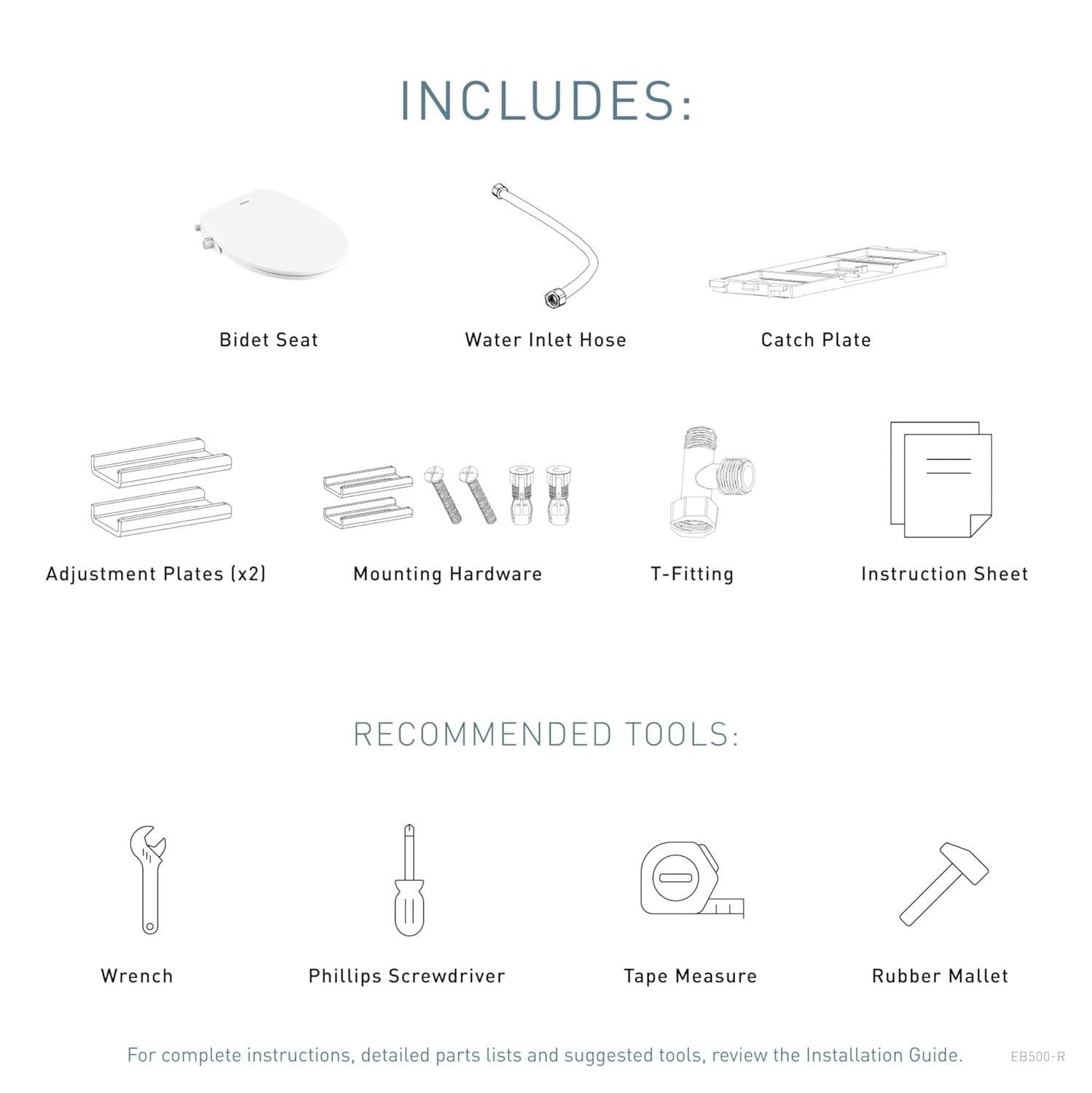 2-Series Non Electronic Bidet Seat for Round Toilets in White