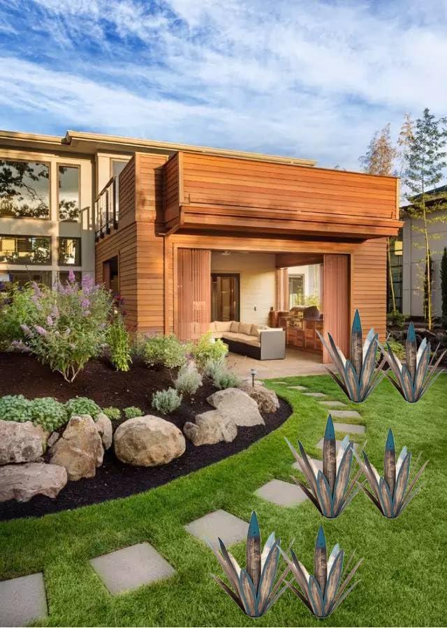 Metal Agave Plants, 2 Pack Big Tequila Rustic Sculpture, Rustic Metal Agave Plants Lawn Ornaments, for Yard Stakes, Garden Figurines, Outdoor Patio (2 PCS Colorful)