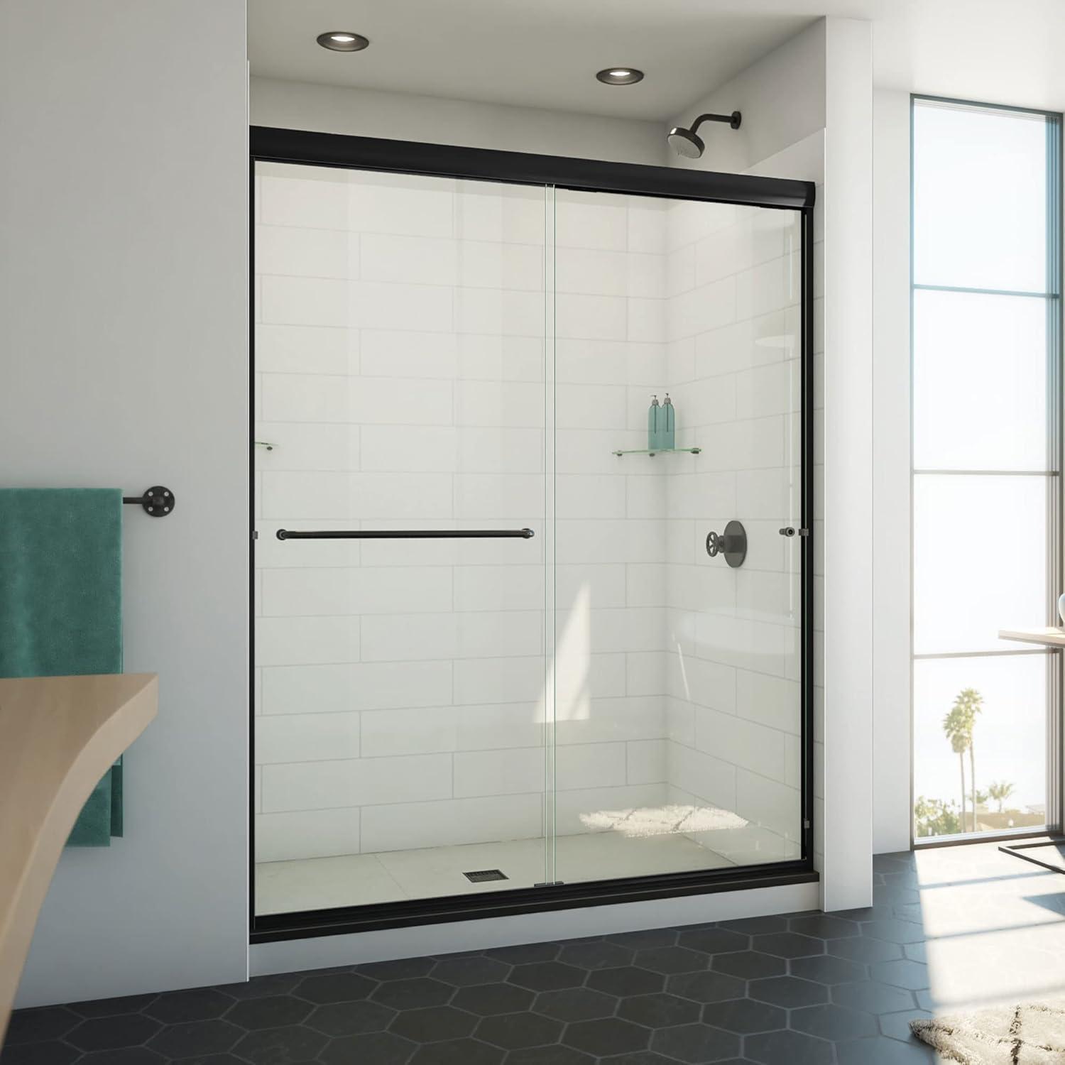 Alliance Pro Matte Black Semi-Frameless Sliding Shower Door