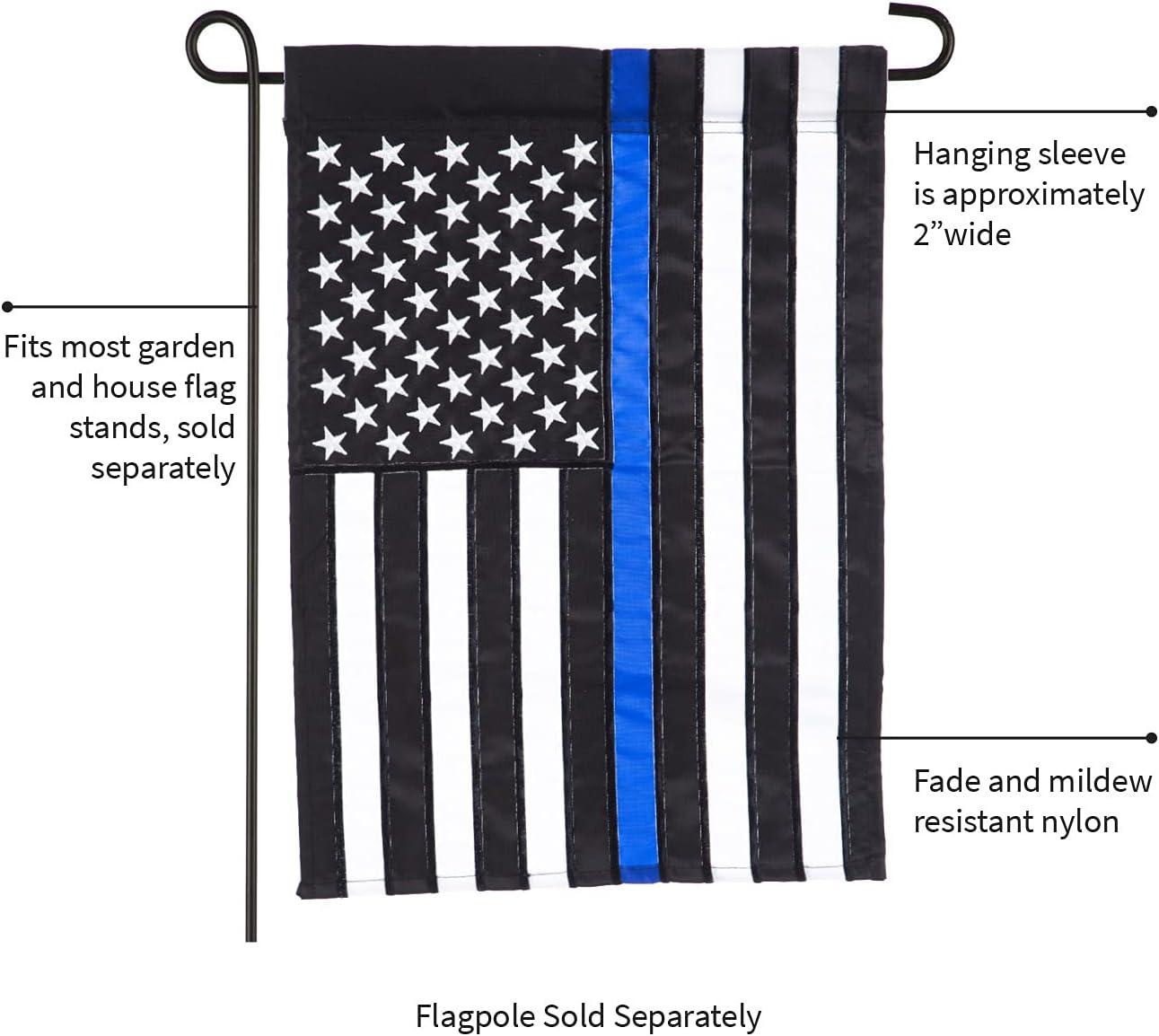 Evergreen Flag Thin Blue Line Garden Applique Flag 12.5 x 18 Inches Indoor Outdoor Decor