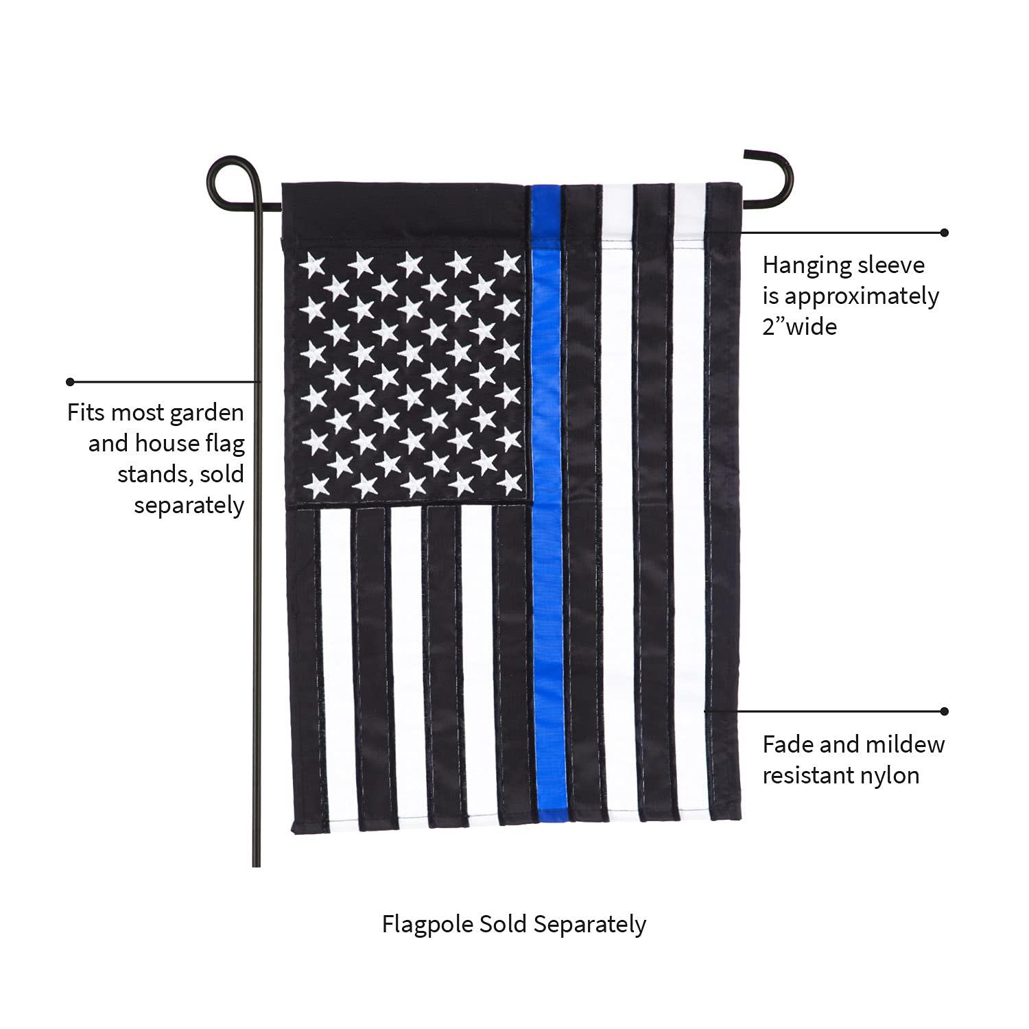 Evergreen Flag Thin Blue Line Garden Applique Flag 12.5 x 18 Inches Indoor Outdoor Decor