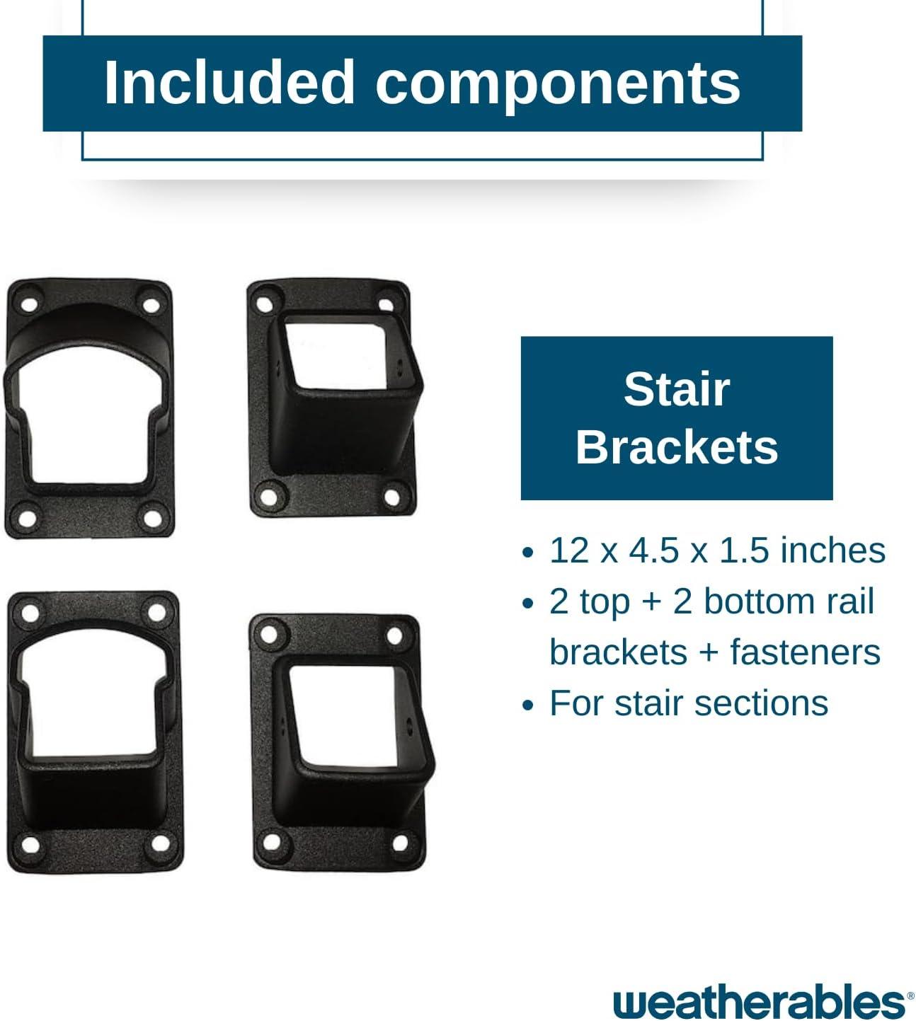 Weatherables Stanford Railing Brackets – Aluminum Outdoor Stair Railing Brackets, Made with Durable & Low-Maintenance Black Textured Powder-Coat Finish