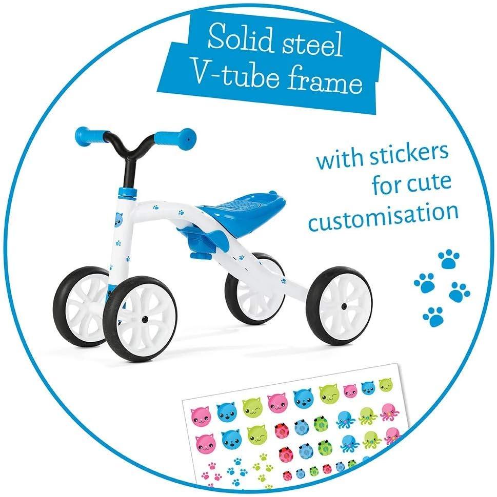 Chillafish Quadie stable 4-wheel grow-with-me ride-on with adjustable seat height, for kids 1-3 year, cookie storage in the seat, silent non-marking wheels, lime