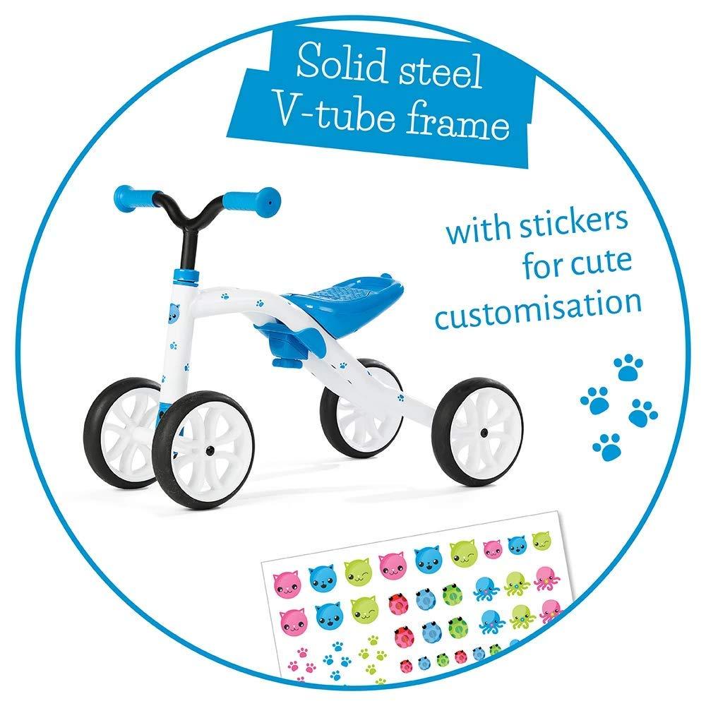 Chillafish Quadie stable 4-wheel grow-with-me ride-on with adjustable seat height, for kids 1-3 year, cookie storage in the seat, silent non-marking wheels, lime