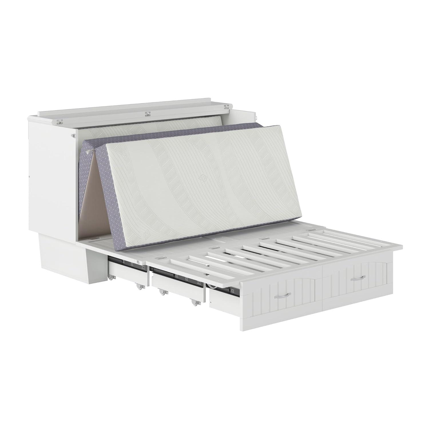 Queen Nantucket Murphy Bed Chest USB Turbo Charger White - AFI