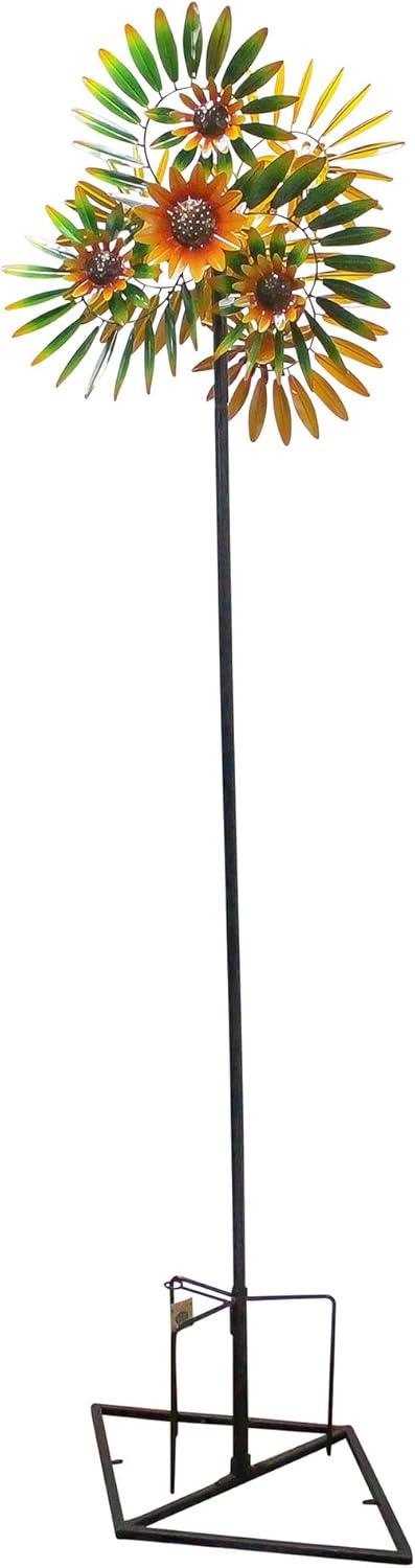 Red Carpet Studios Spinner Stake Flowers Yellow Green Leaves