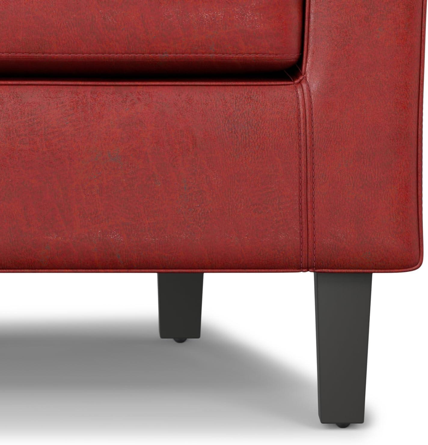 Simpli Home Austin 30"W Upholstered Vegan Faux Leather Contemporary Tub Accent Chair with High Arms and Deep Seat
