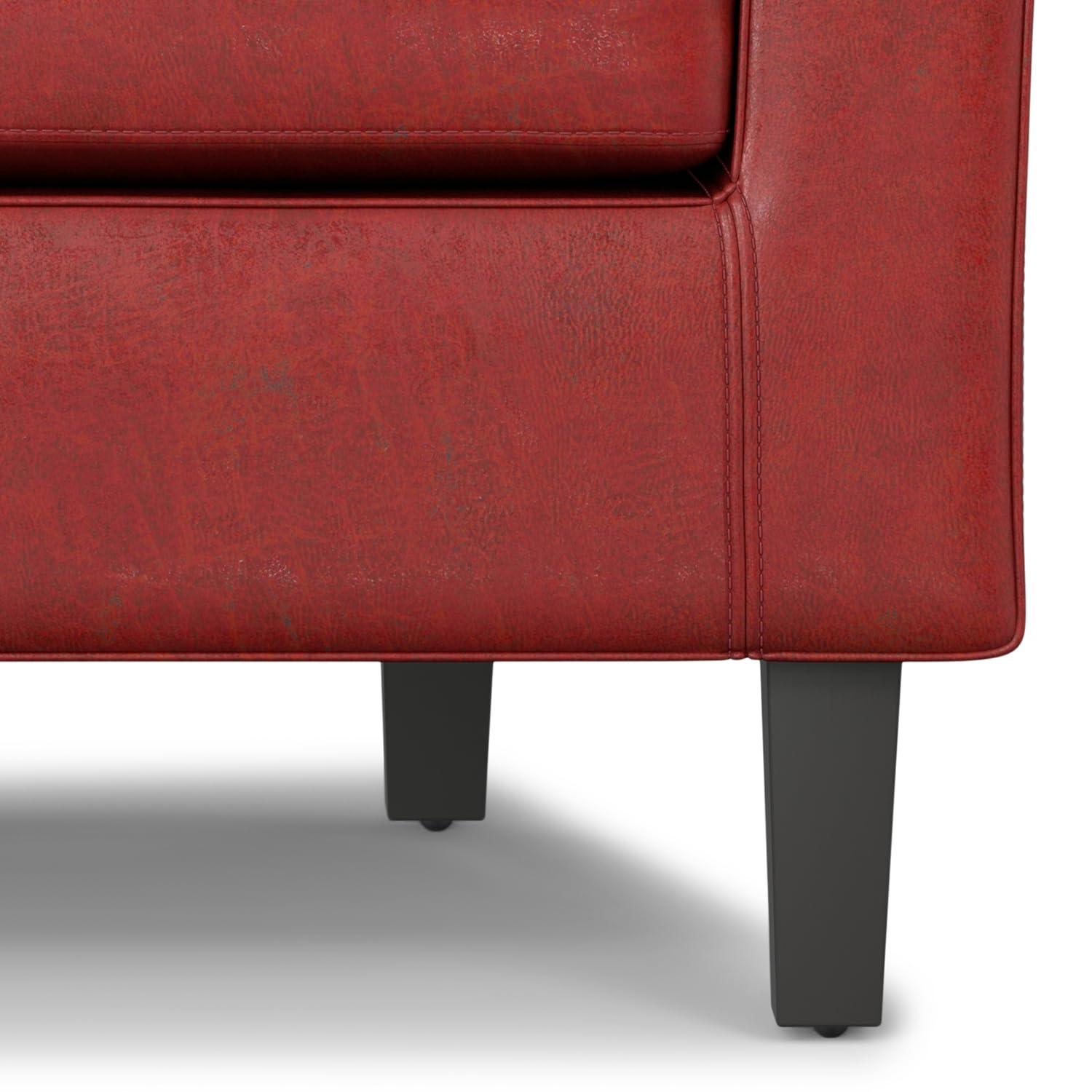 Simpli Home Austin 30"W Upholstered Vegan Faux Leather Contemporary Tub Accent Chair with High Arms and Deep Seat