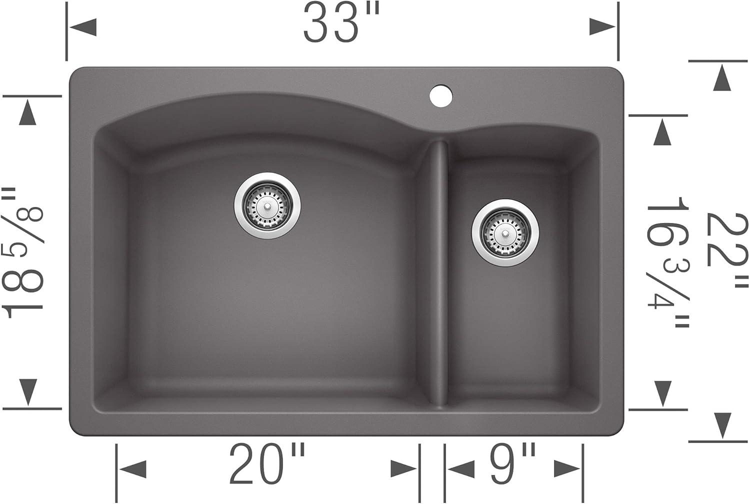 Diamond Silgranit 33" L x 22" W Double Basin Drop-In/Undermount Sink