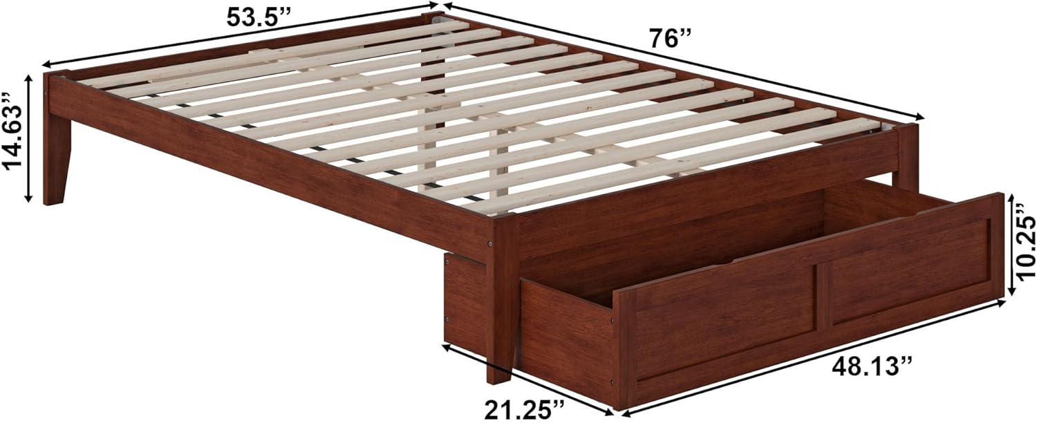 Colorado Full Bed with Foot Drawer in Walnut with USB Turbo Charger