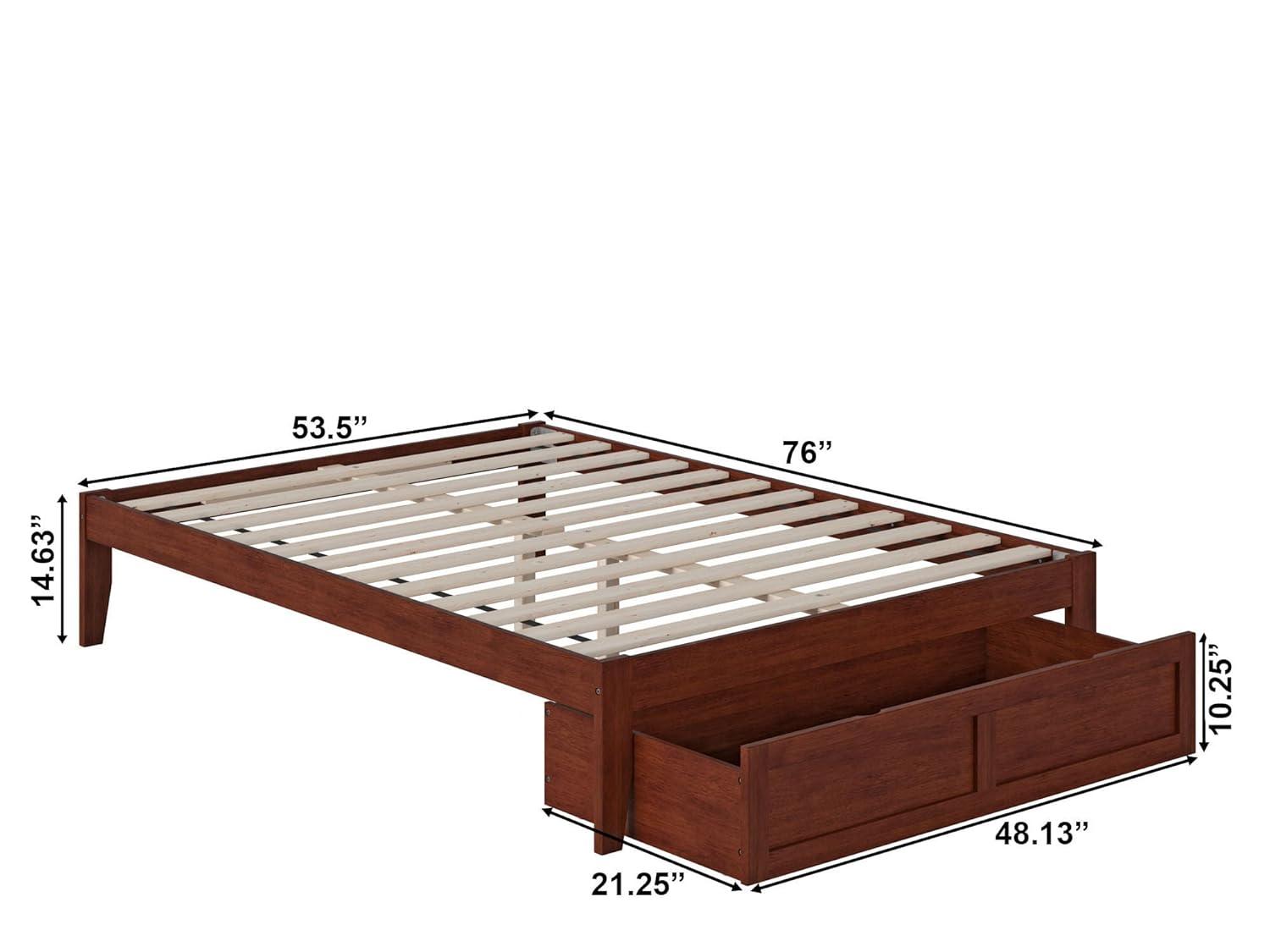 AFI Furnishings Colorado Full Bed with Foot Drawer and USB Turbo Charger in Walnut