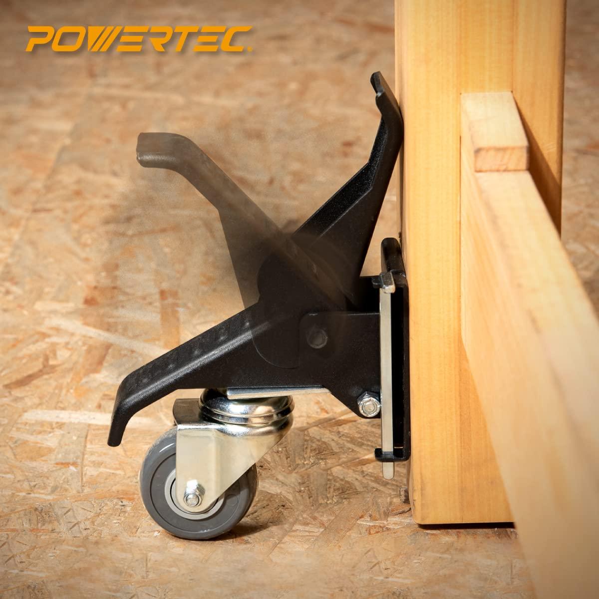 POWERTEC Workbench Caster Kit Set of 4 with 400 lbs Loads, 2-1/2 Inch Retractable Stepdown Caster Wheels for Workbenches, Tables, Stands and Equipments (17000)