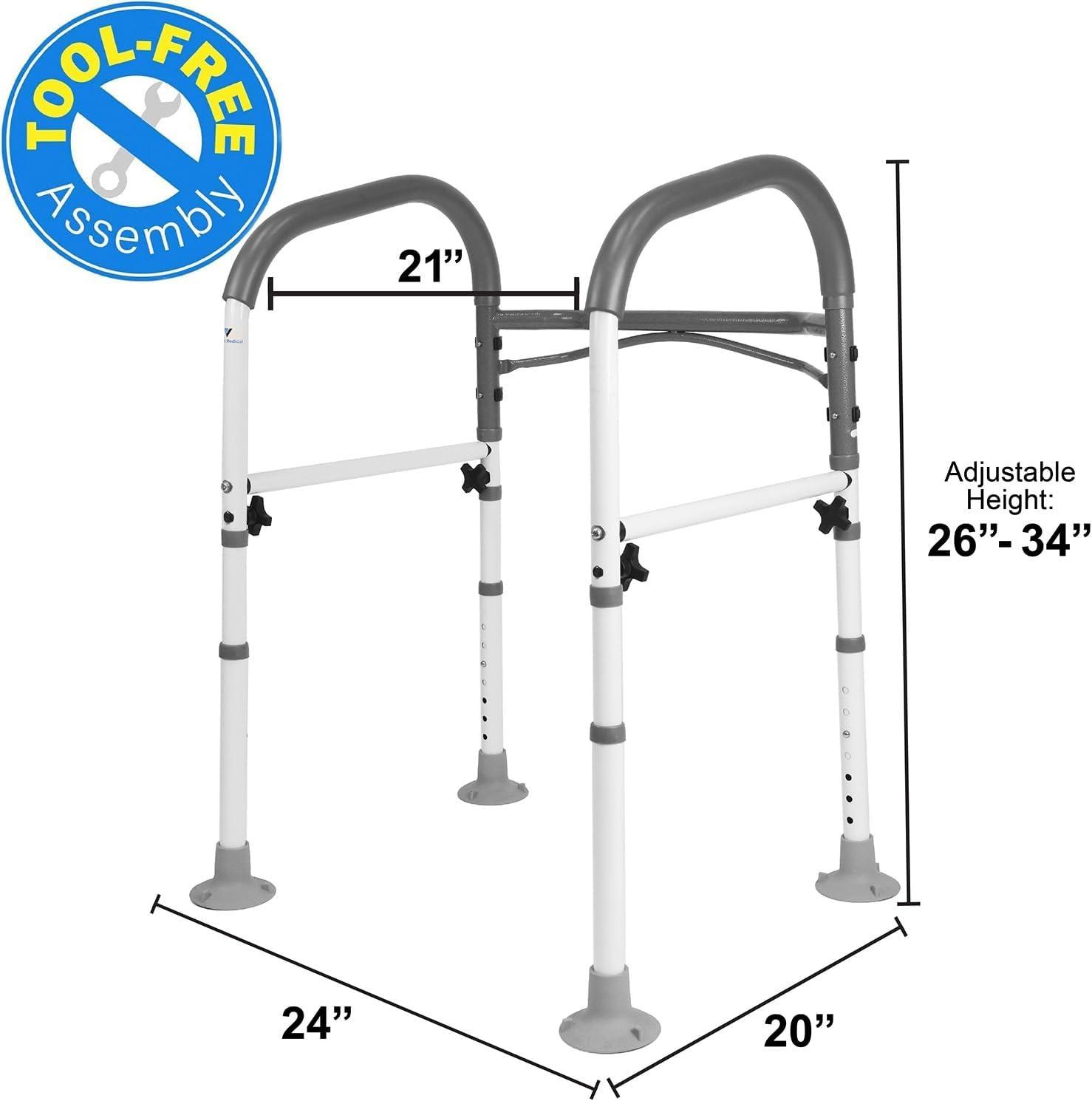 Adjustable Gray Metal Folding Safety Toilet Rail