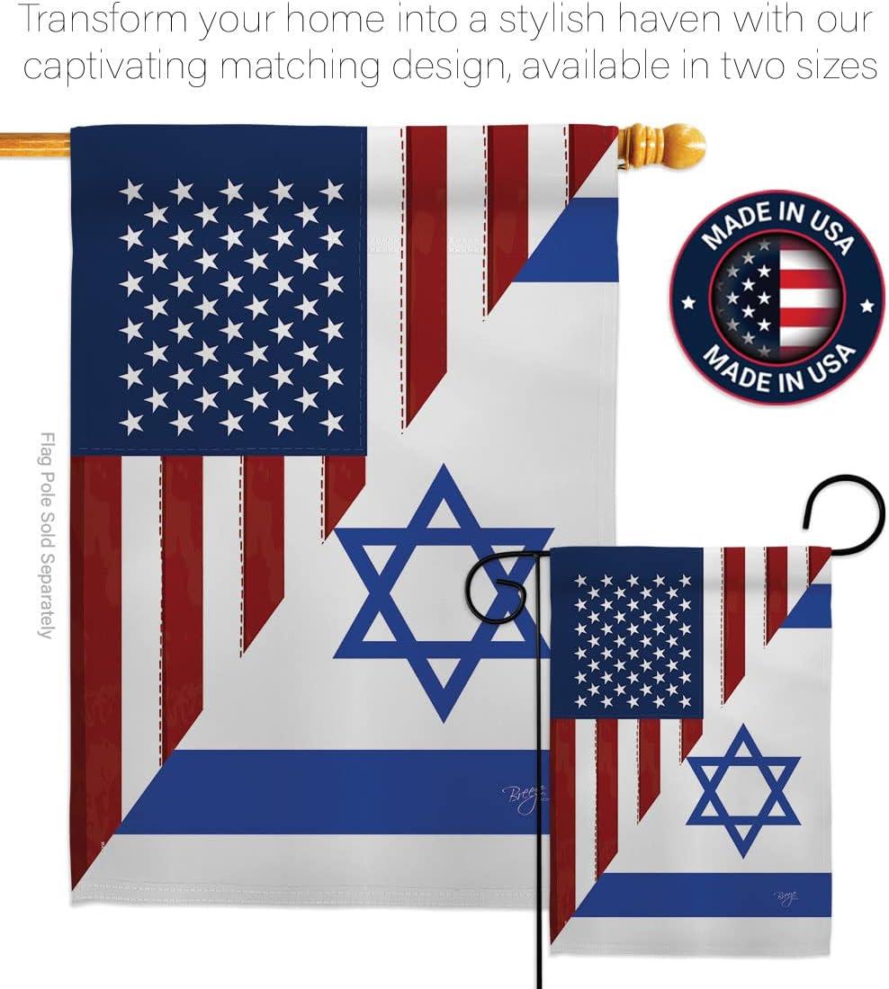 Patriotic US-Israel Friendship Double-Sided House Flag Set