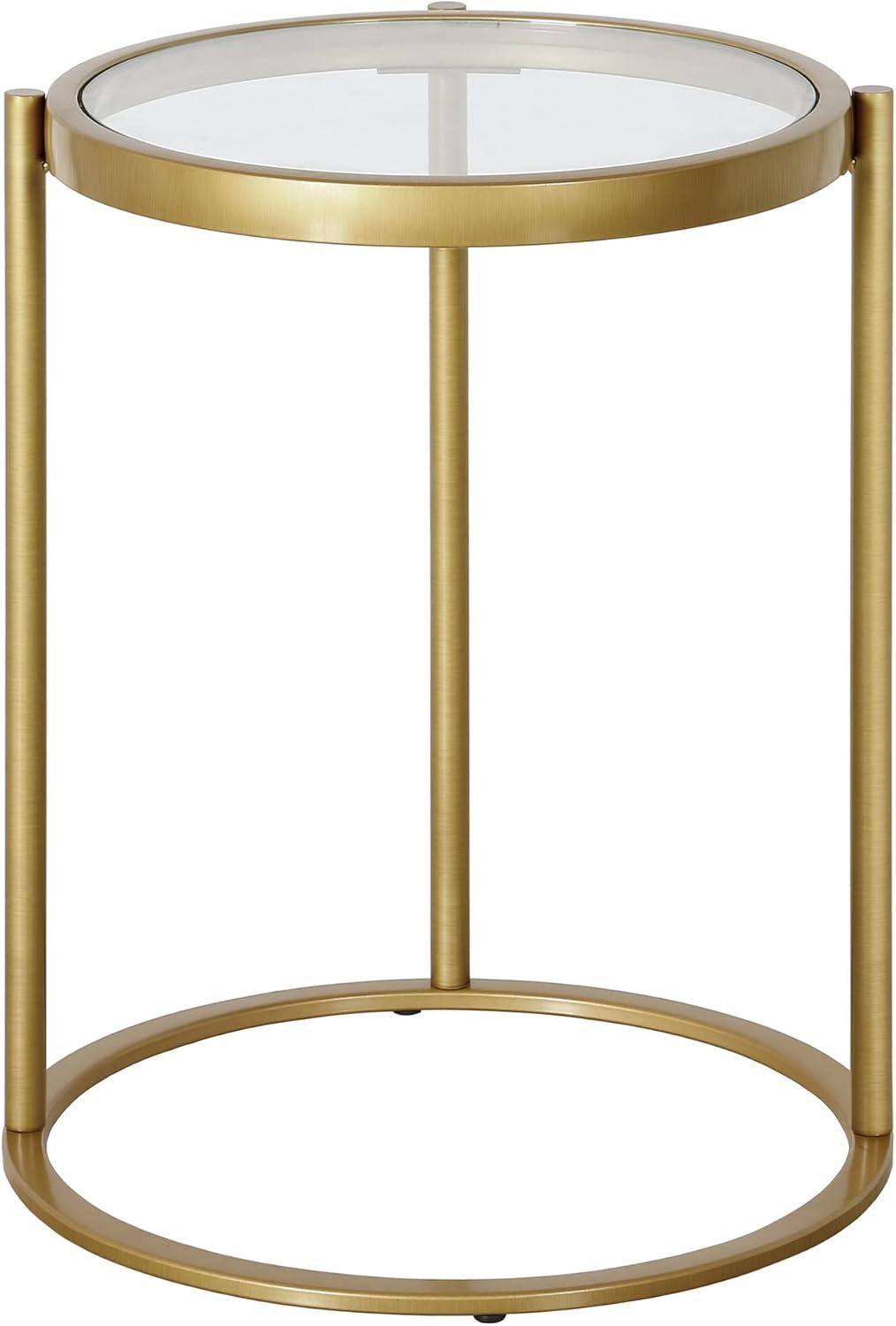 Evelyn&Zoe Duxbury 16" Wide Round Side Table, Brass