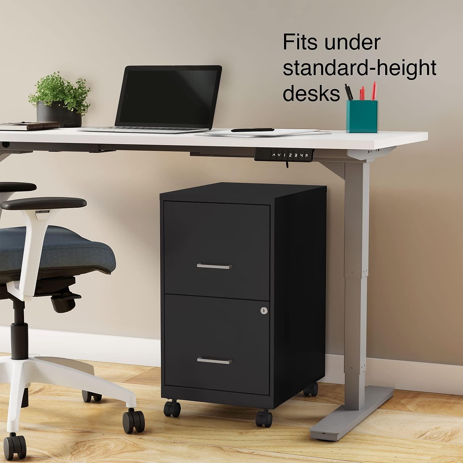 Staples 2-Drawer Vertical File Cabinet Locking Letter Black 18"D (52145) 2806665