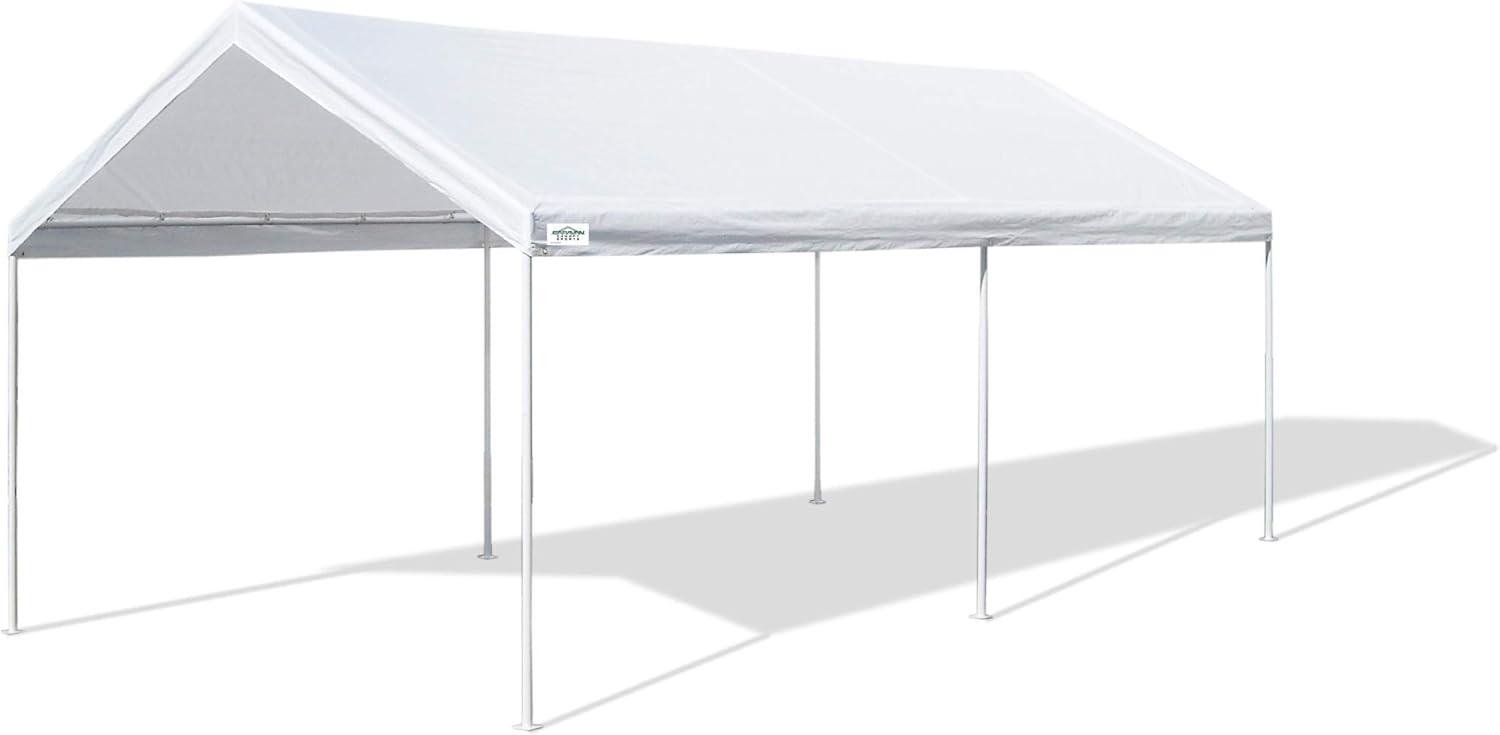 White 10' x 20' Portable Metal Frame Carport Shelter