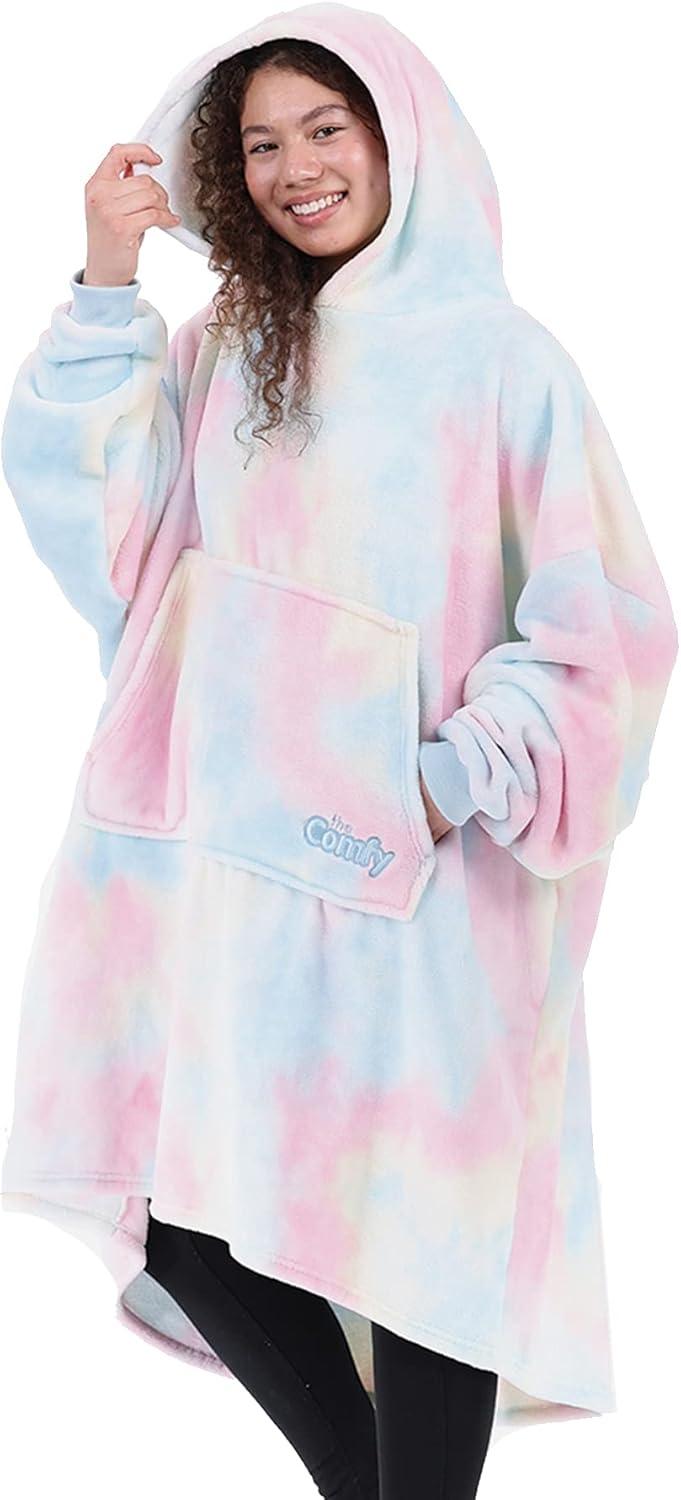 Cotton Candy Tie Dye Hooded Wearable Blanket