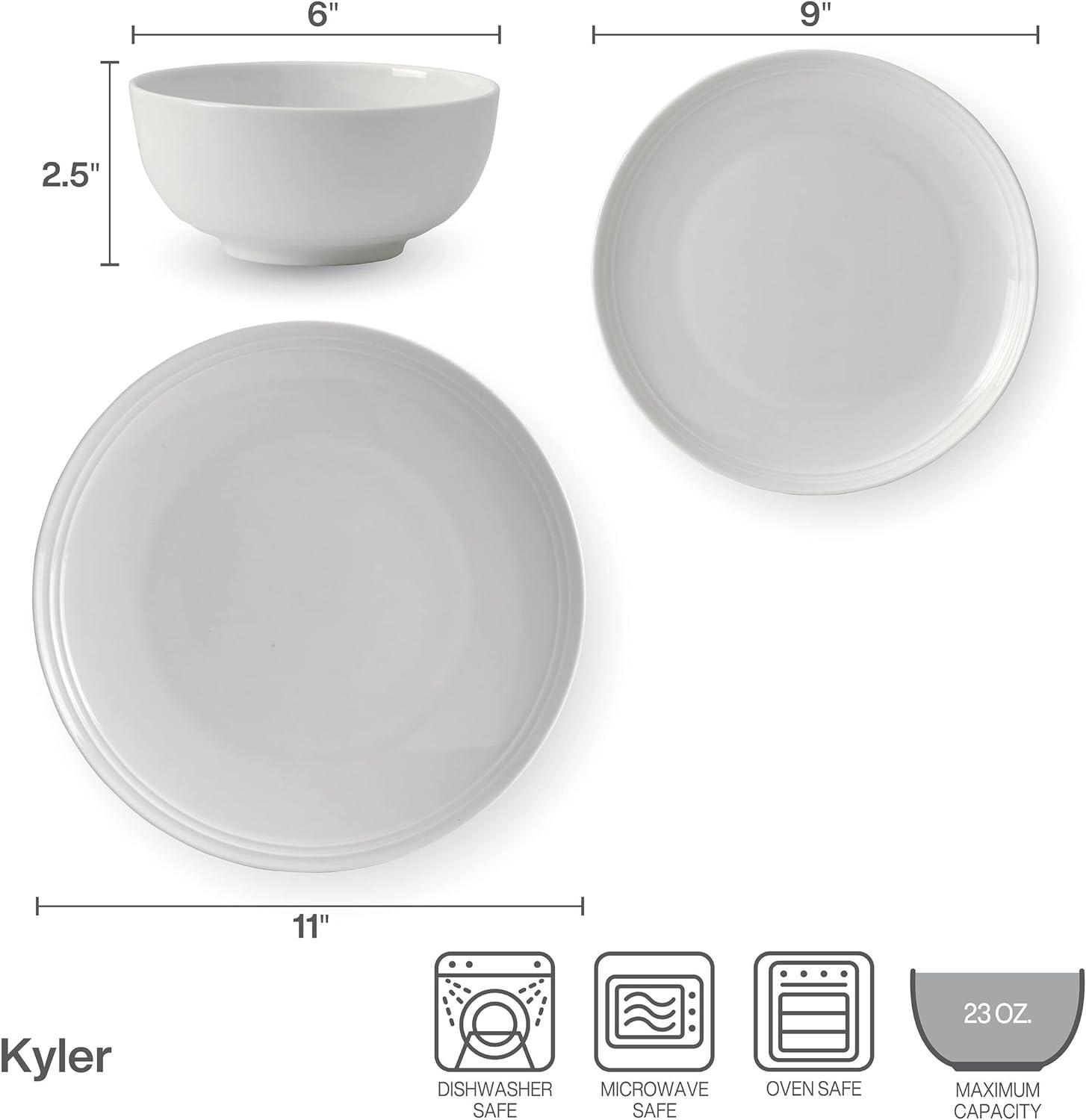 Mikasa Kyler 12-Piece Bone China Dinnerware Set, Service for 4