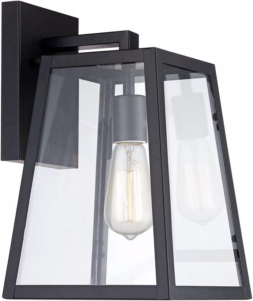 Arrington 13" Mystic Black Outdoor Wall Light with Clear Glass