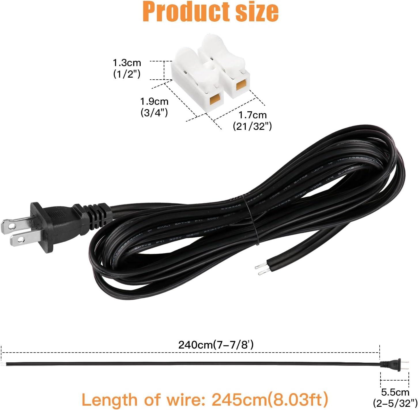 8 ft. Replacement Cord Set with Polarized Plug on 1-End, Black