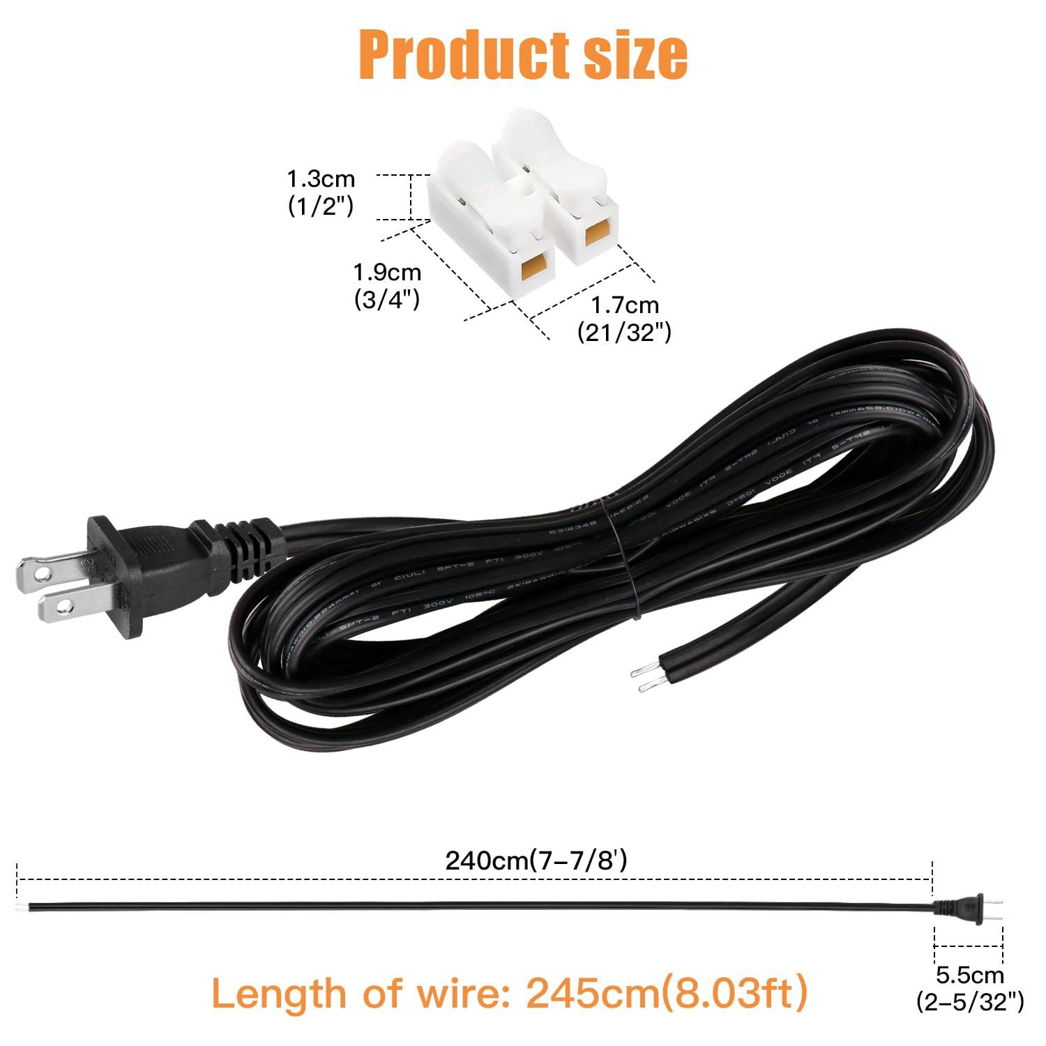 8 ft. Replacement Cord Set with Polarized Plug on 1-End, Black