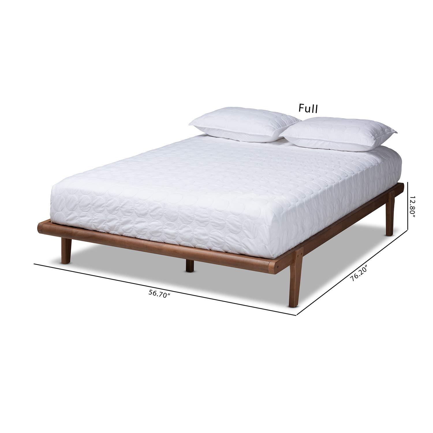 Full Kaia Finished Wood Platform Bed Frame Brown - Baxton Studio: Mid-Century Modern, No Box Spring Required
