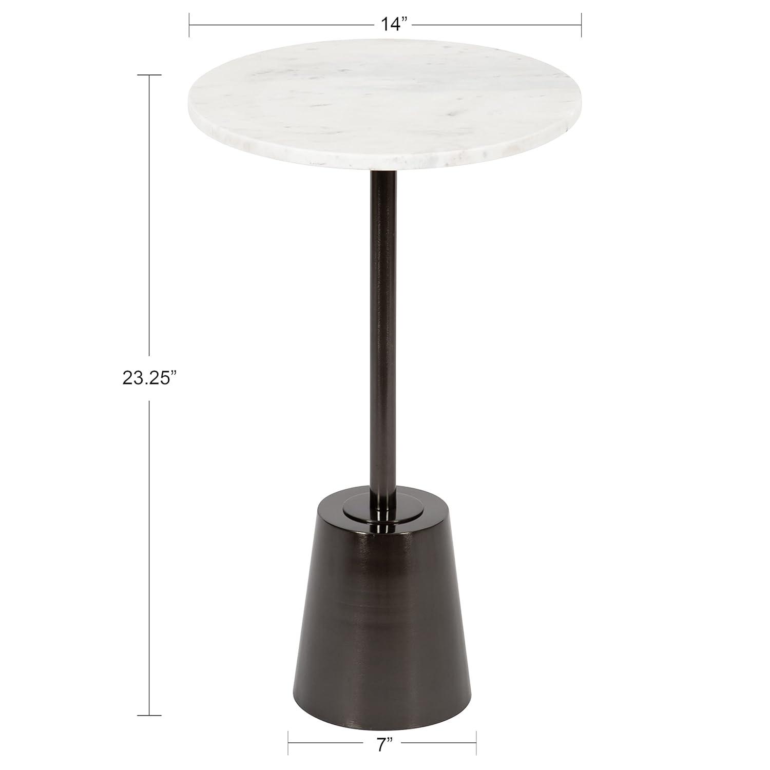 Kate and Laurel Tira Round Metal Side Table, 14x14x24, Pewter and White