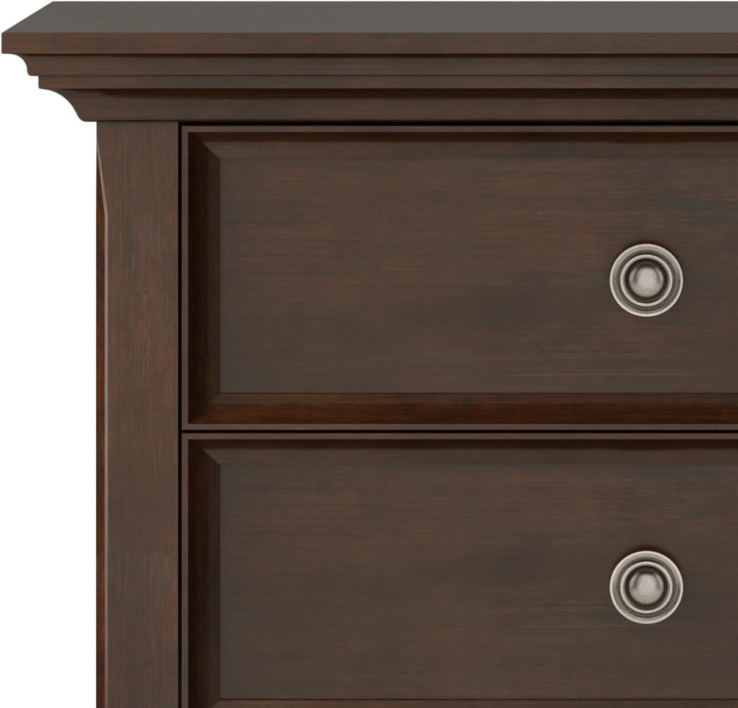 Simpli Home Amherst 24"W 2-Drawer Solid Wood Nightstand with Open Shelf