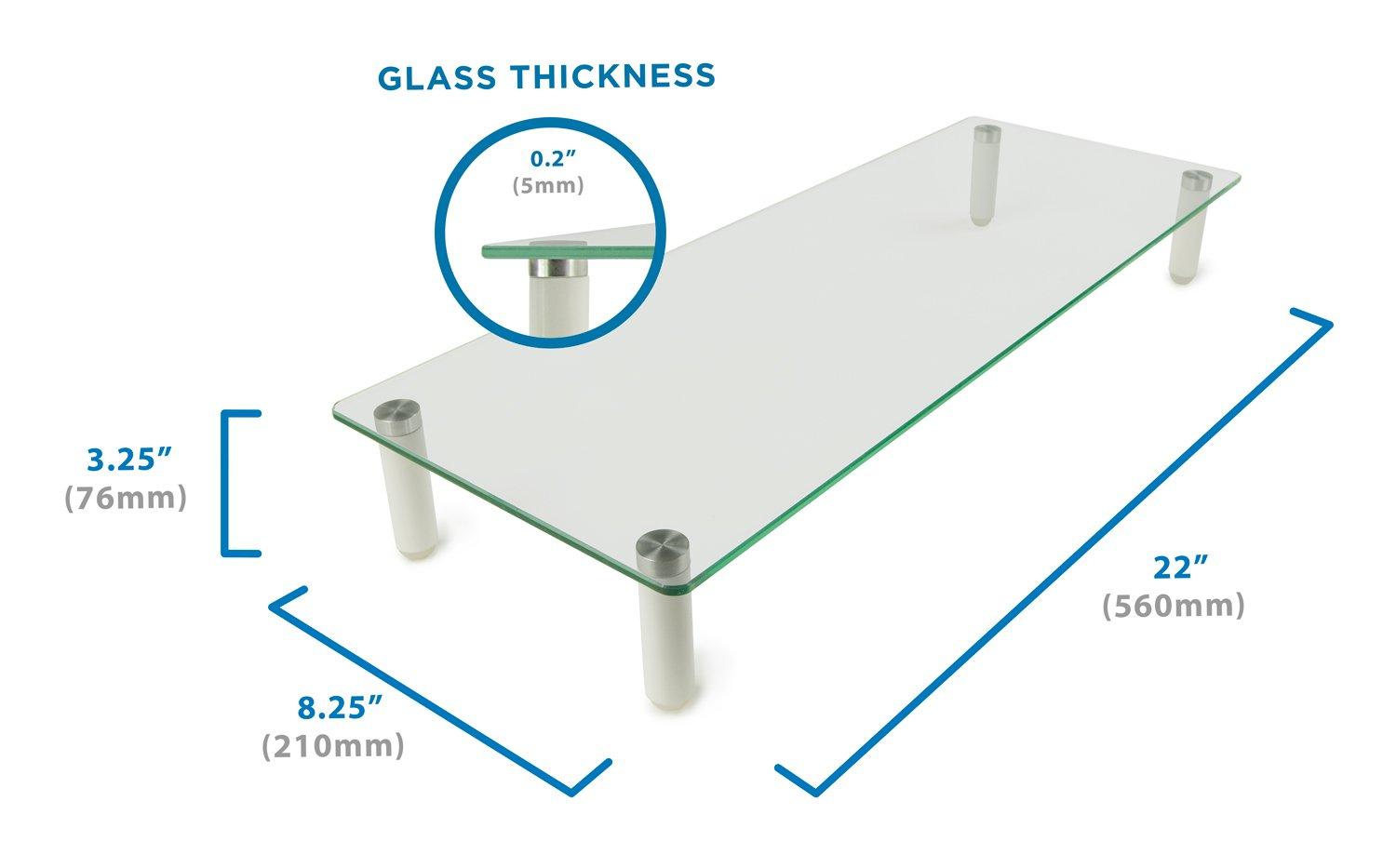 Mount-it Mount-It! Glass Desktop Monitor Stand Riser, 22 Inches Wide Clear Tempered Glass Hold Up to 44 Lbs.