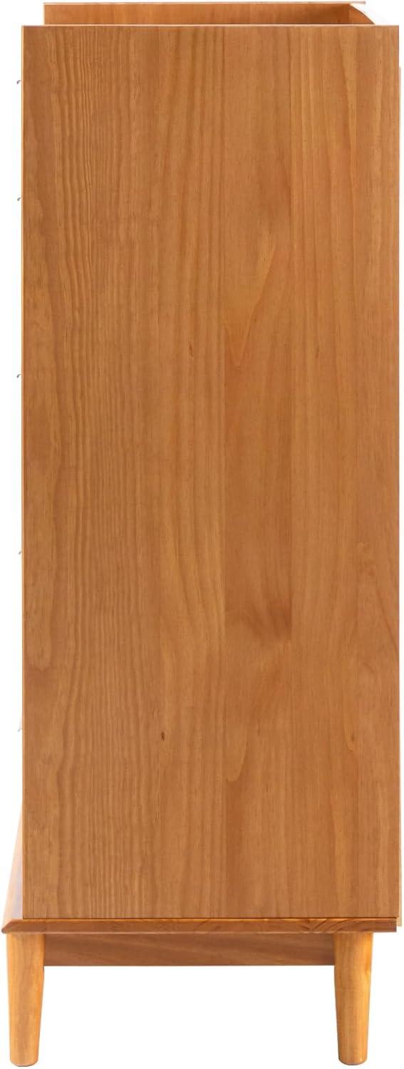 Caramel Solid Wood Mid-Century Modern 6-Drawer Tall Dresser