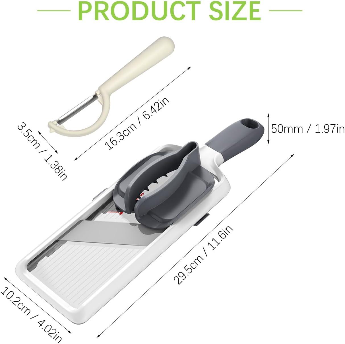 Versatile Handheld Mandoline Slicer - Adjustable Stainless Steel Blade, Ergonomic Grip, Enhanced Safety, Easy to Clean, Perfect for Quick and Precise Slicing of Fruits & Vegetables