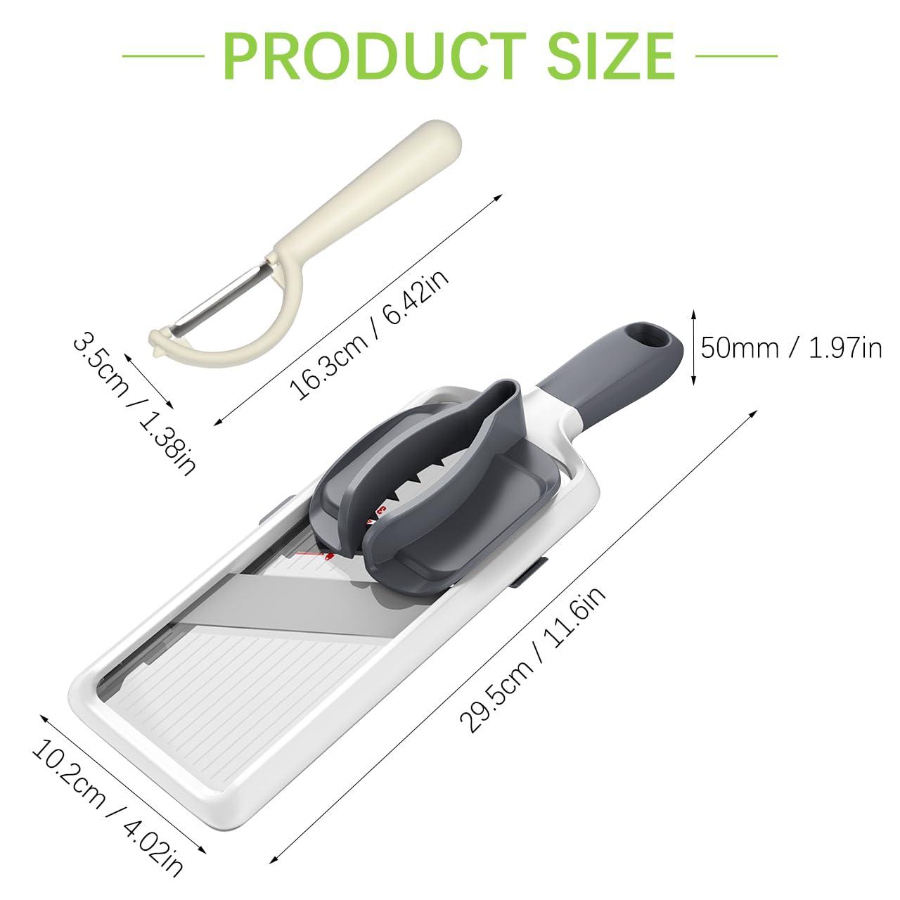 Versatile Handheld Mandoline Slicer - Adjustable Stainless Steel Blade, Ergonomic Grip, Enhanced Safety, Easy to Clean, Perfect for Quick and Precise Slicing of Fruits & Vegetables