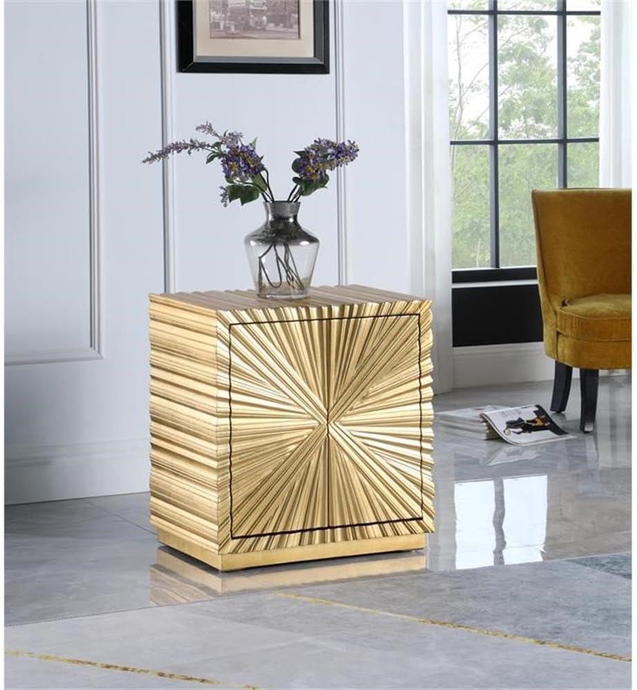 Gold Leaf Starburst Wood Side Table, 24" W x 16" D x 26" H