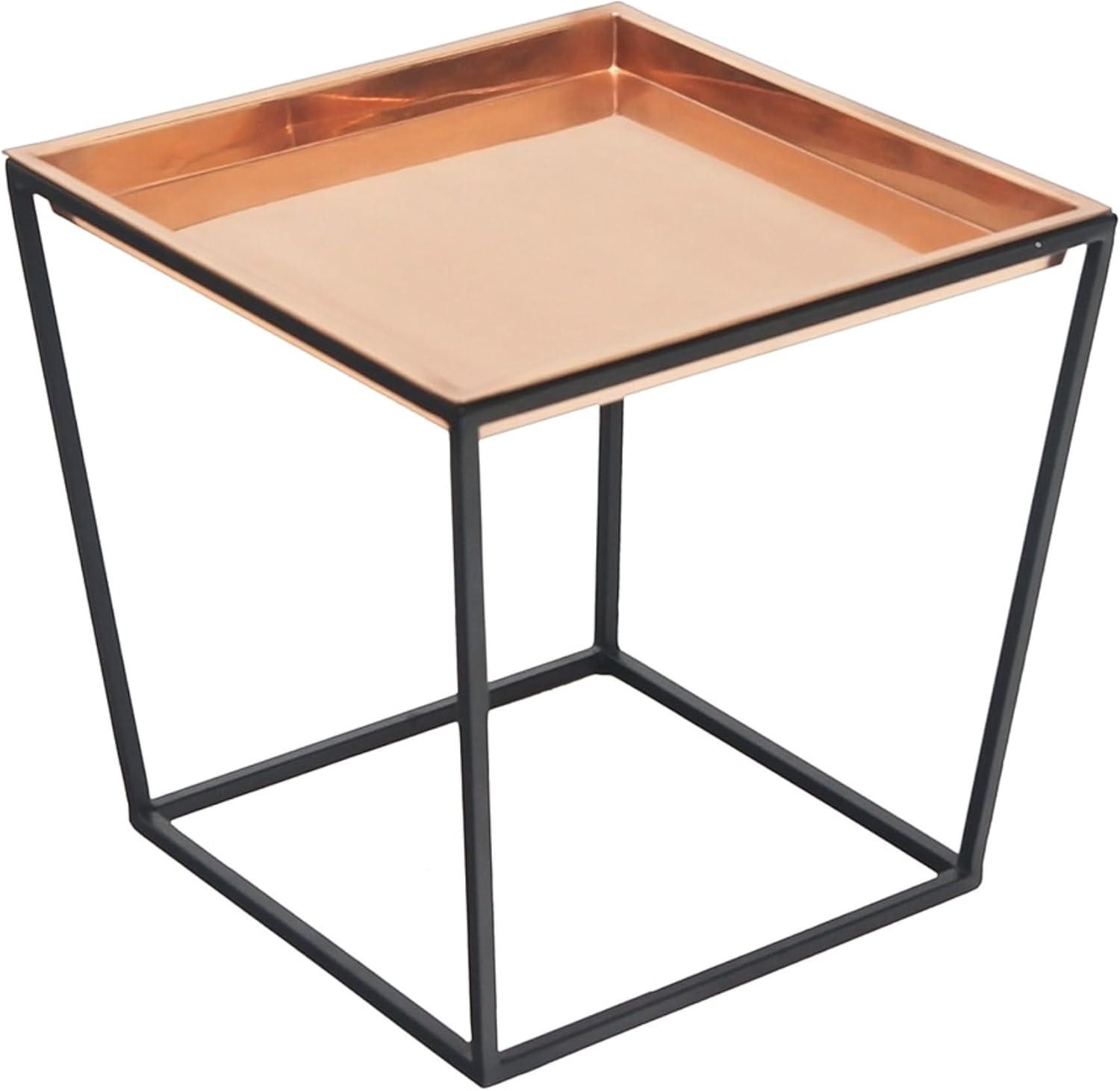 14" Small Arne Plant Stand with Copper Tray, Sleek Design - ACHLA Designs: No Assembly, Square Shape