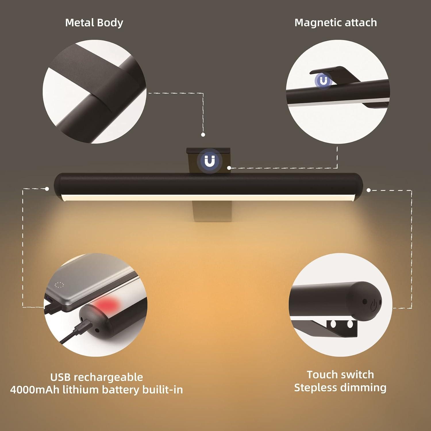 Wireless Picture Lights Rechargeable with 4000mAh Battery,Painting Lights Art Ddisplay Light with Remote Control,3 Lighting and Dimmable,Full Metal Led Accent Light for Picture Dartboard