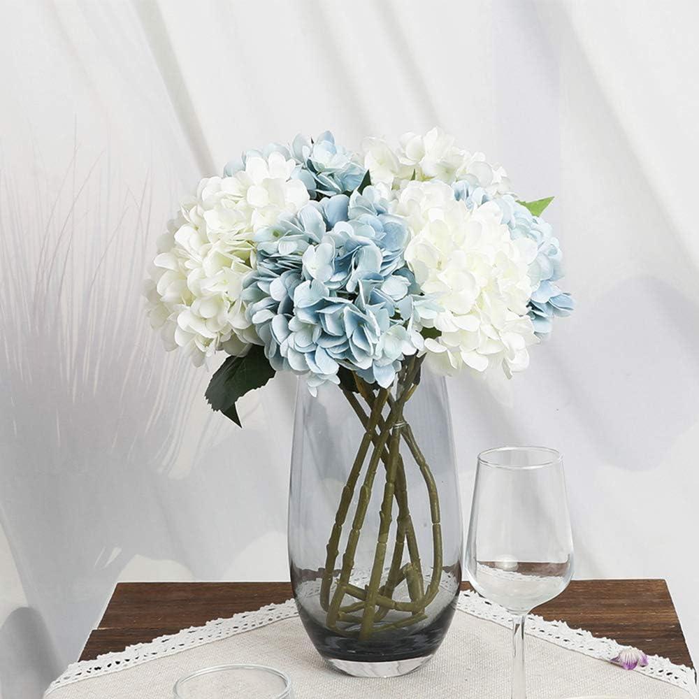 6Pcs Silk Hydrangea Artificial Flowers Realistic Hydrangea Flowers Bouquet for Wedding Party Office Home Decor(White)