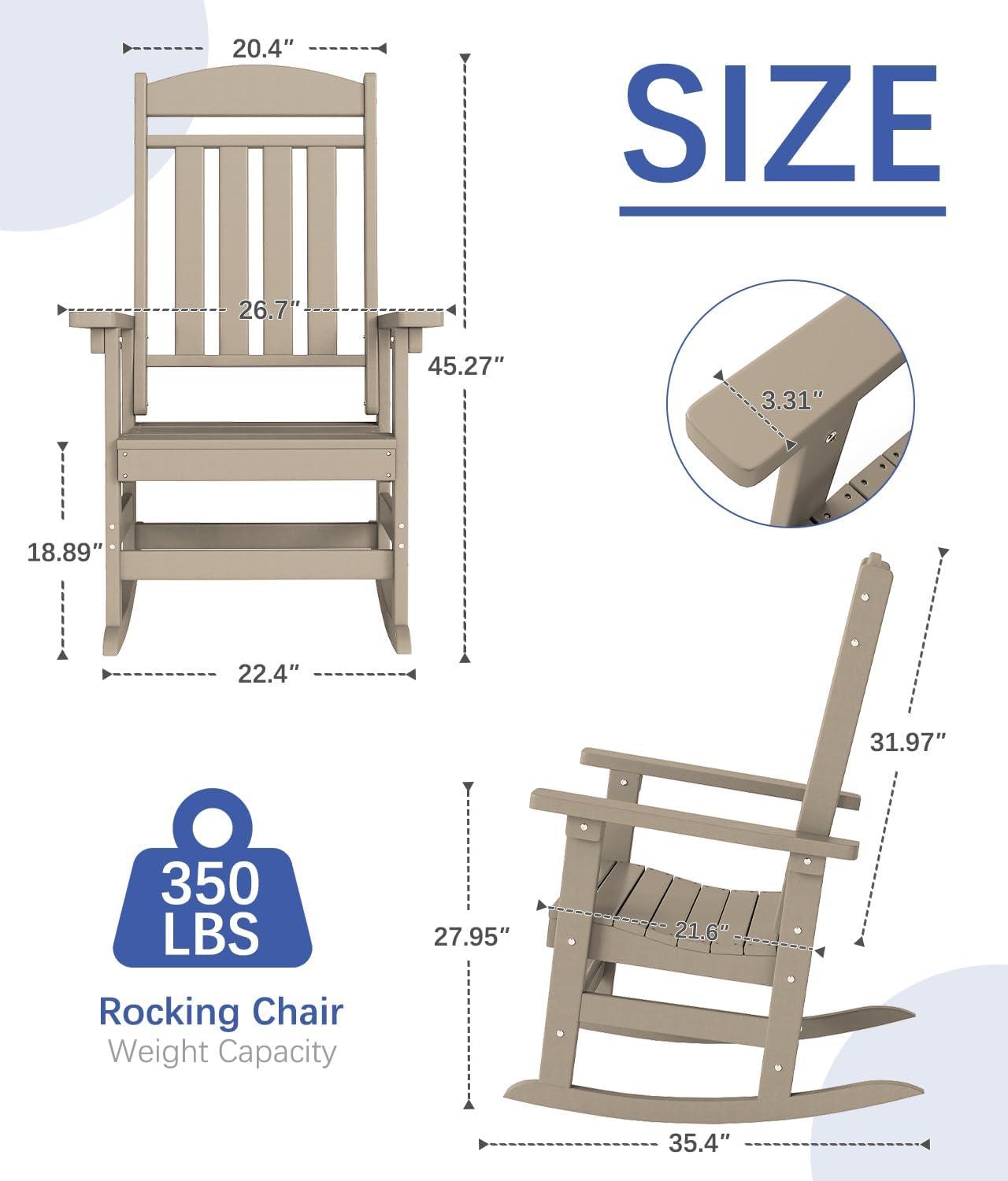 Oxing HDPE Outdoor Rocking Chair (Set of 2)