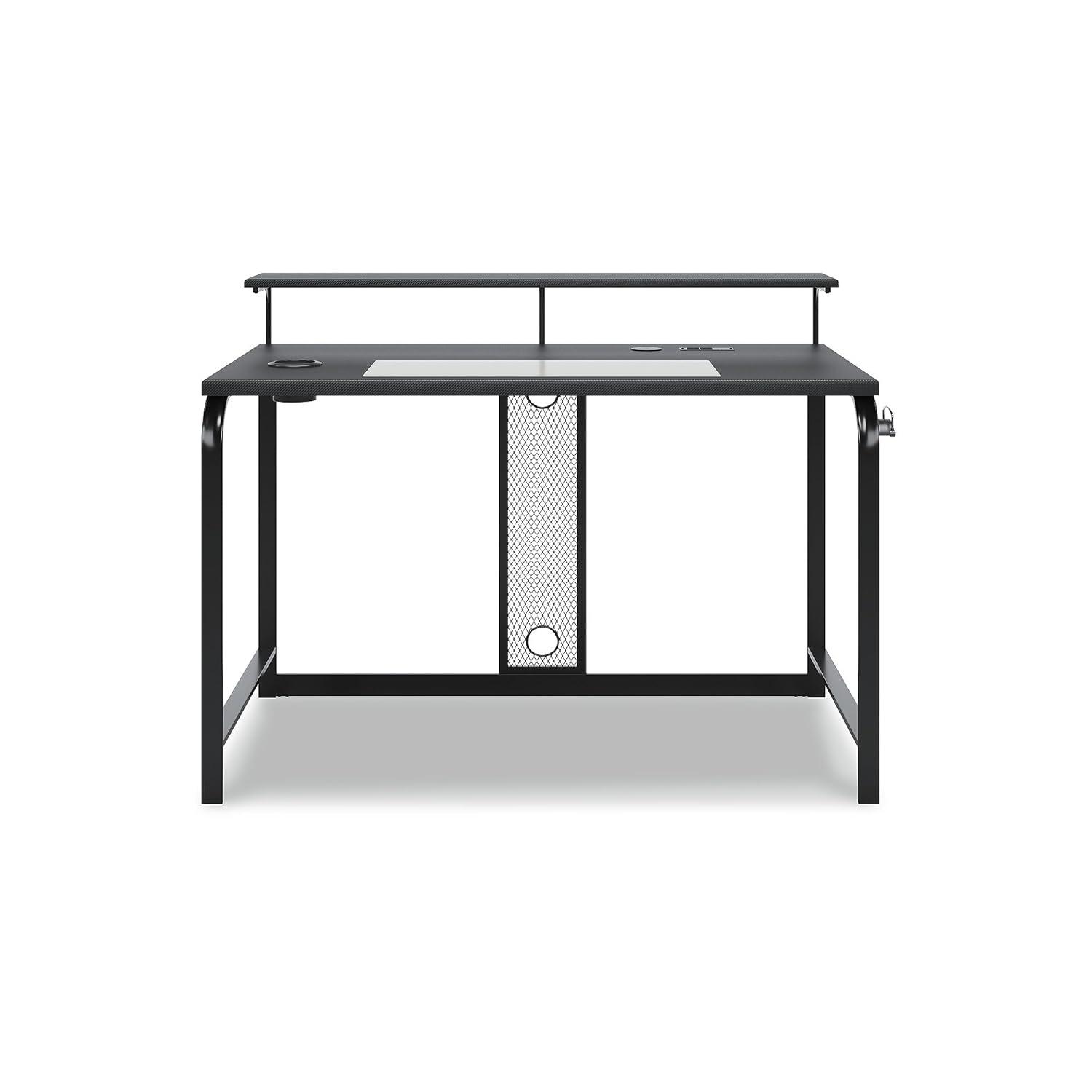 Lynxtyn 49.5" Black Contemporary Desk with USB and Cup Holder