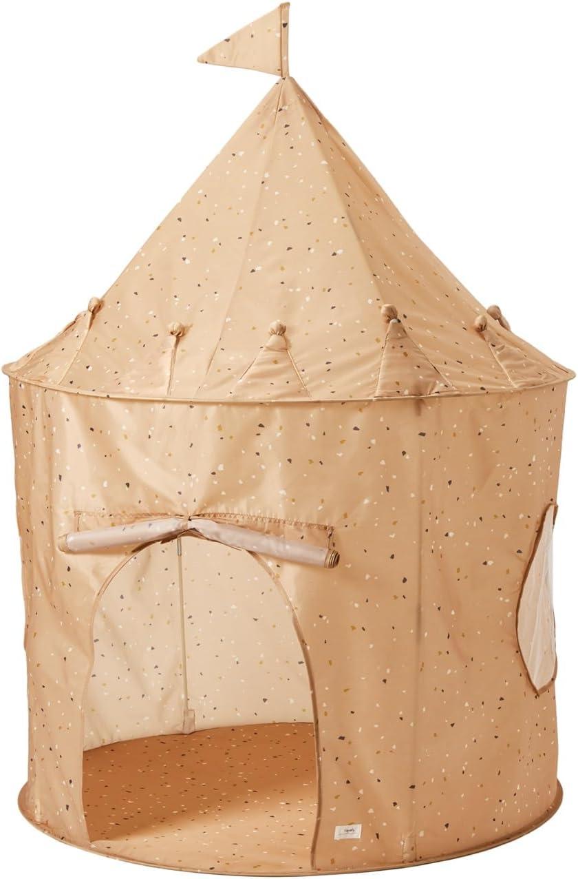 3 Sprouts Kids Play Tent Playhouse Castle with Recycled Fabric for Indoor and Outdoor Games in Terrazzo Clay