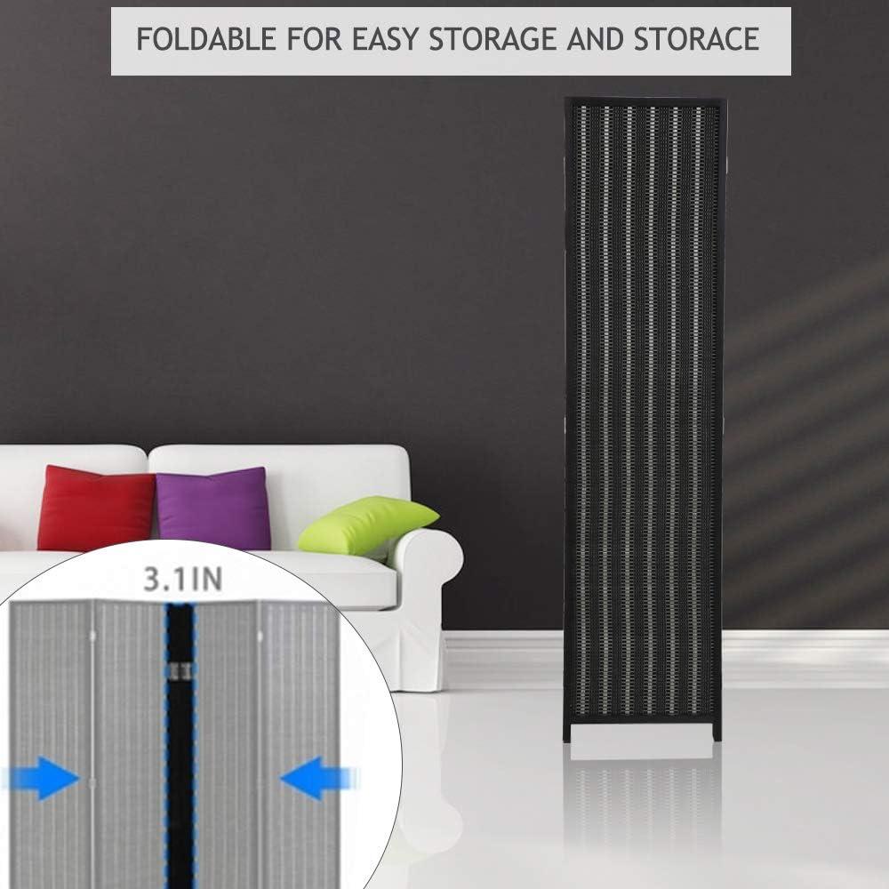 Room Divider Privacy Screen Folding 4 Panel 72 Inches High Portable Room Seperating Divider, Handwork Bamboo Mesh Woven Design Room Divider Wall, Room Partitions and Dividers Freestanding, Black